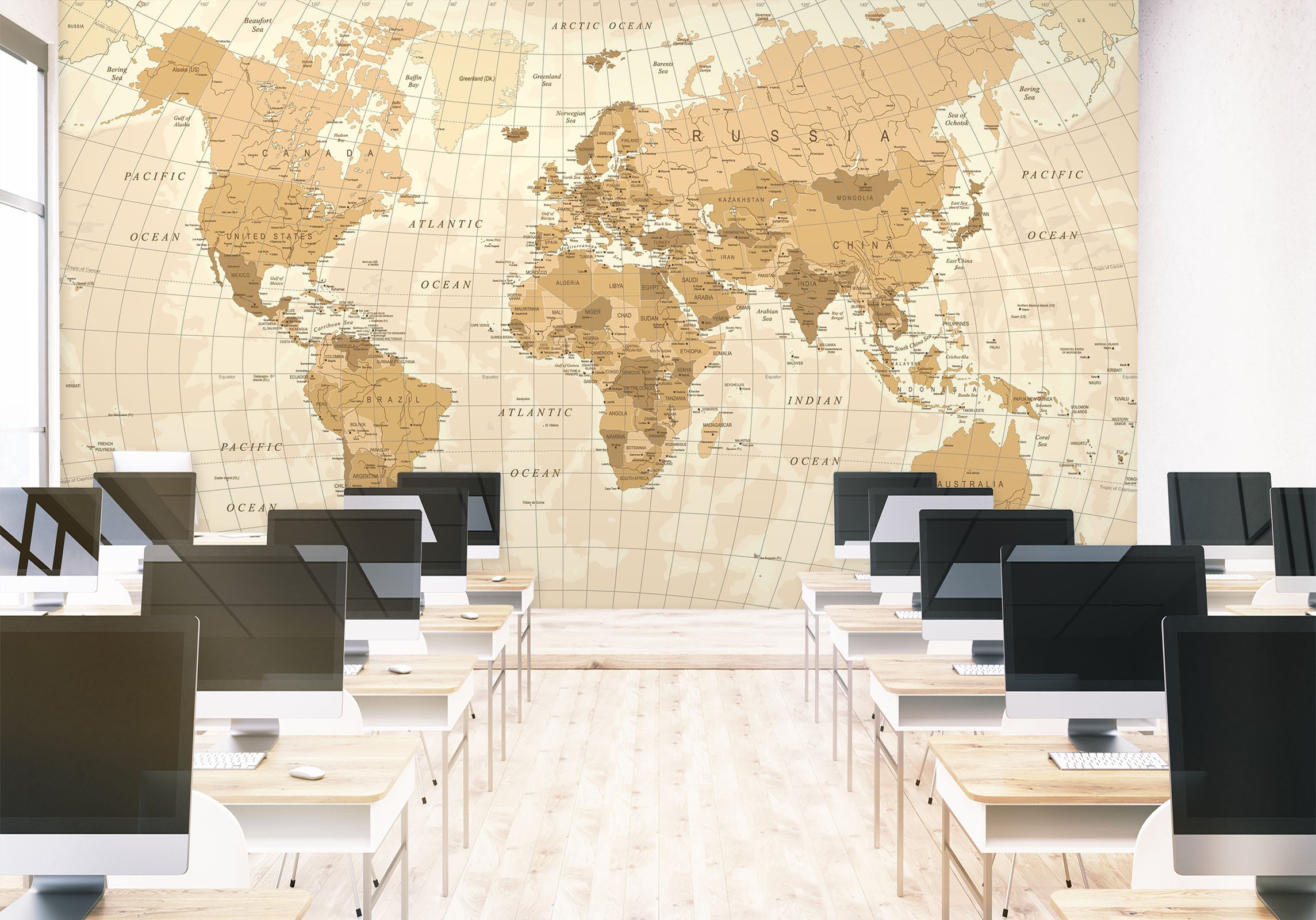 3D Golden Map 58162 Wall Murals