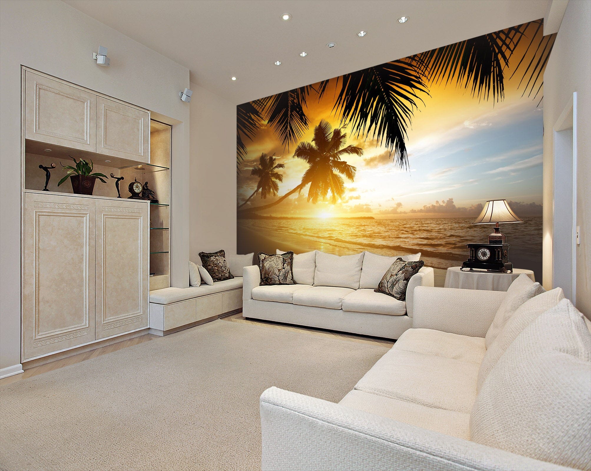 3D Beach Sunset 025 Wall Murals Wallpaper AJ Wallpaper 2 