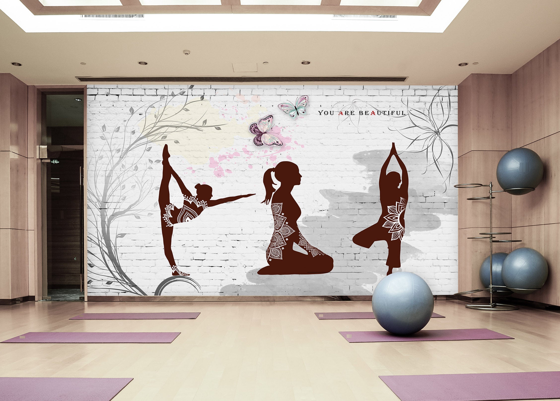 3D Yoga Girl 037 Wall Murals