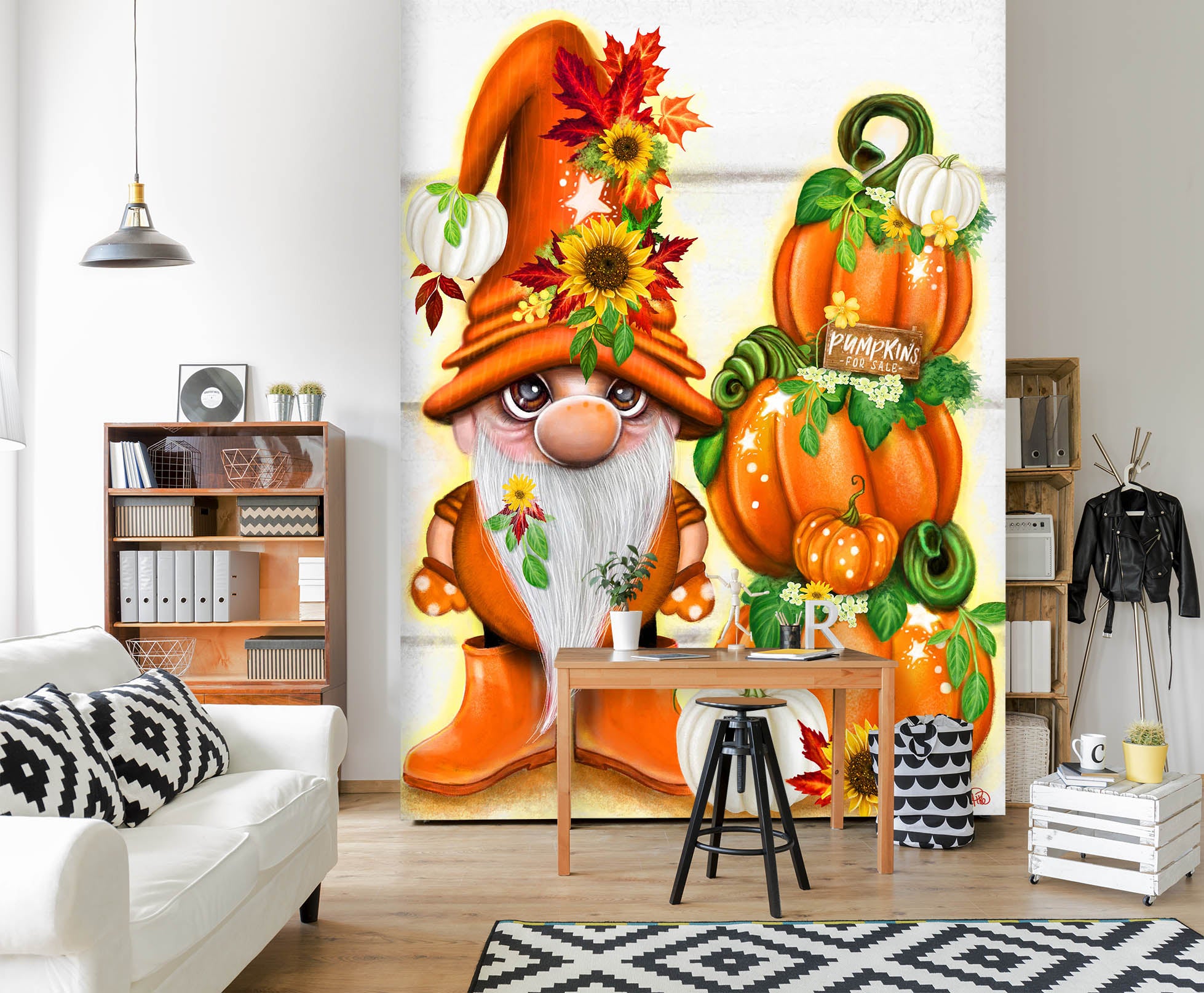 3D Pumpkin Sunflower 8456 Sheena Pike Wall Mural Wall Murals