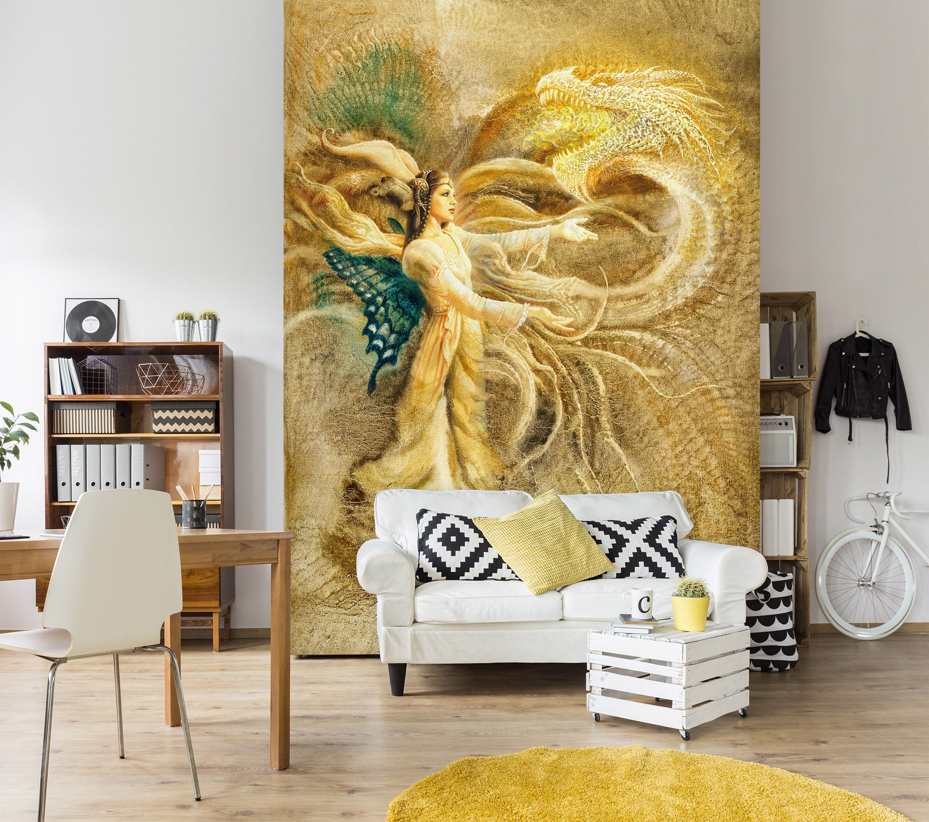 3D Butterfly Wings Golden Elf 7151 Ciruelo Wall Mural Wall Murals