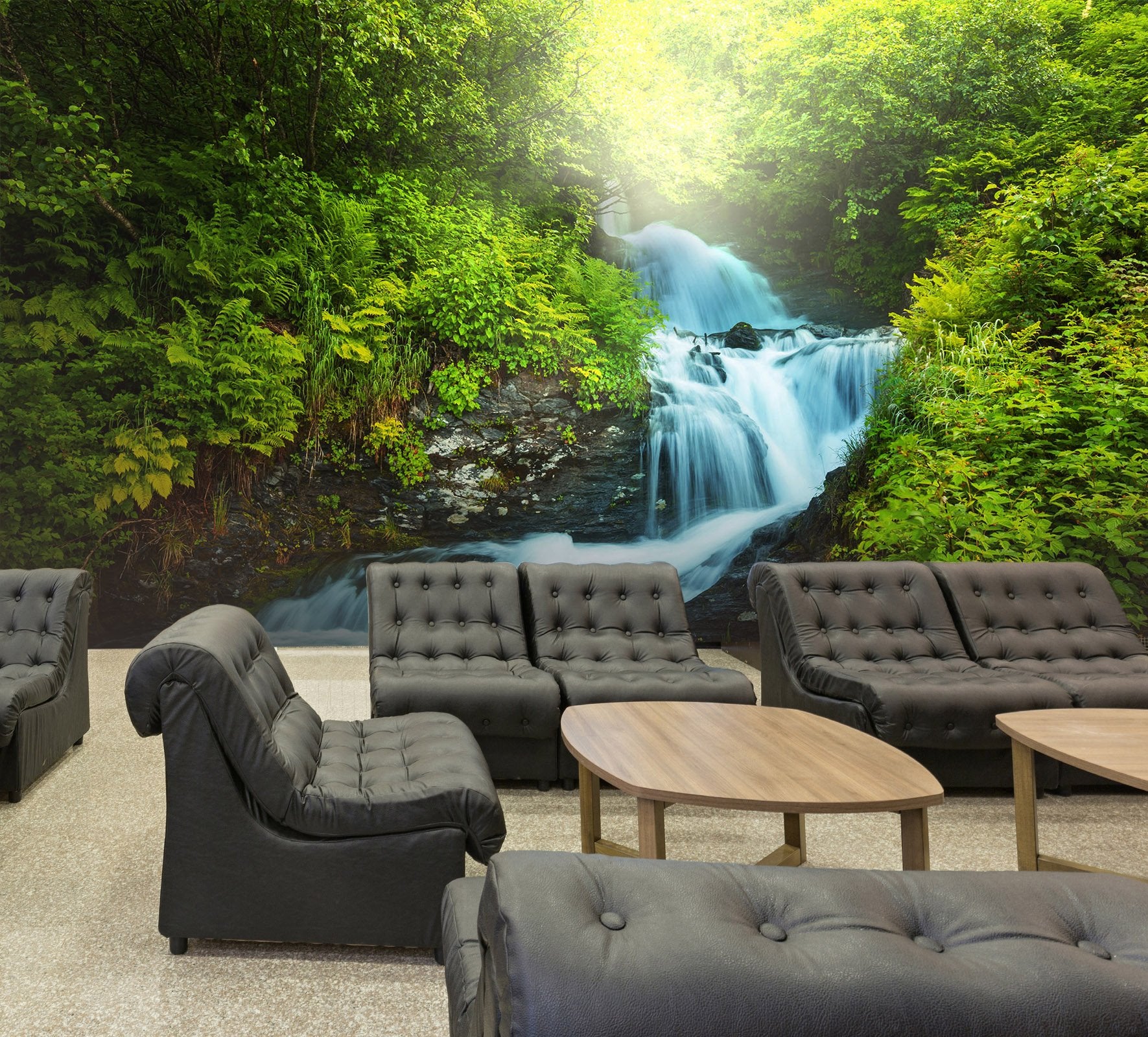 3D waterfall in the forest 25 Wall Murals Wallpaper AJ Wallpaper 