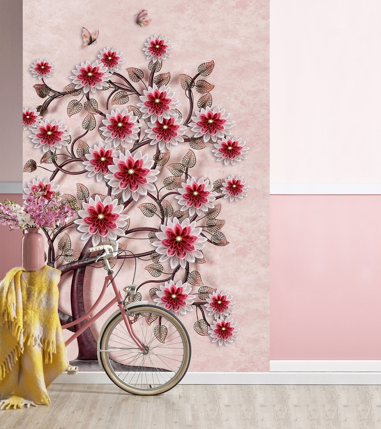 3D Purple Flowers 1846 Wall Murals Wallpaper AJ Wallpaper 2 
