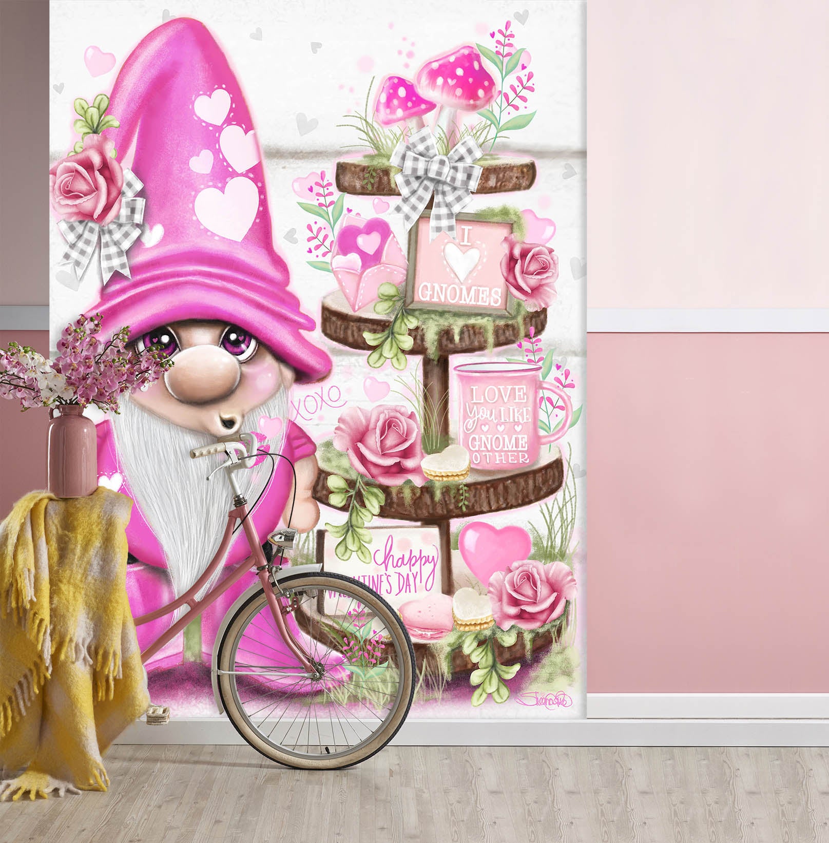 3D Pink Love Rose 8453 Sheena Pike Wall Mural Wall Murals