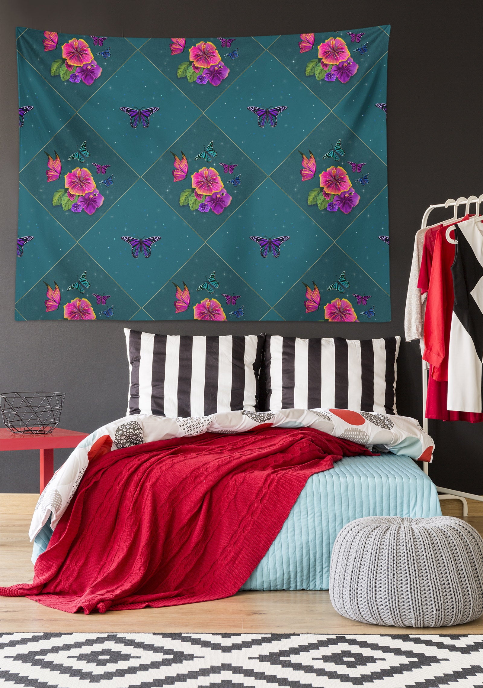 3D Butterfly Rose 5209 Rose Catherine Khan Tapestry Hanging Cloth Hang