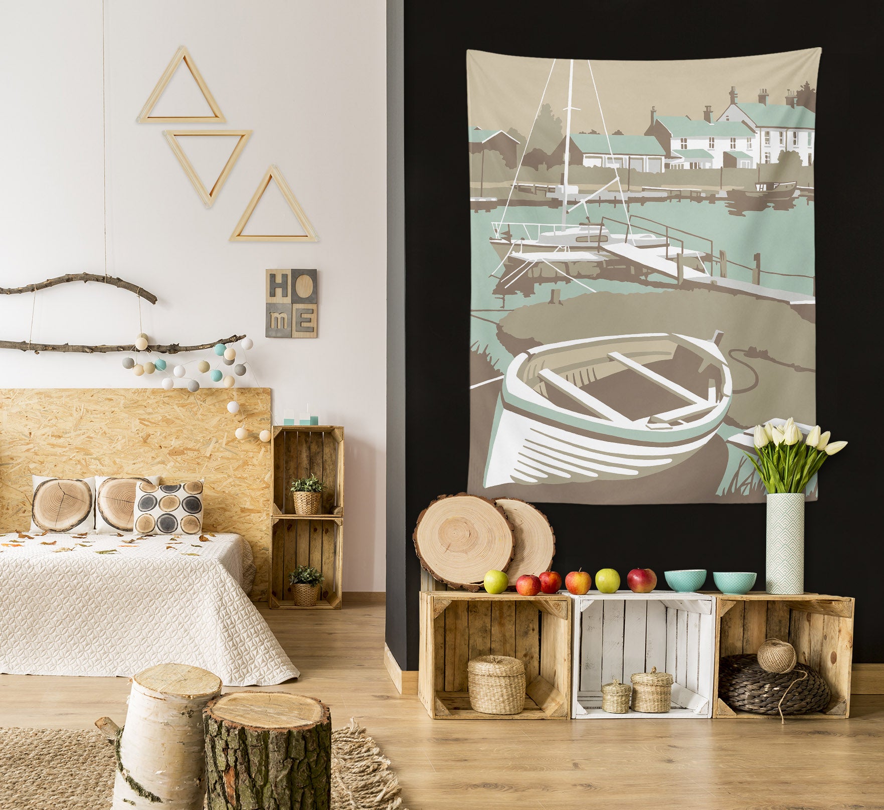 3D Fishing Boat 5379 Steve Read Tapestry Hanging Cloth Hang