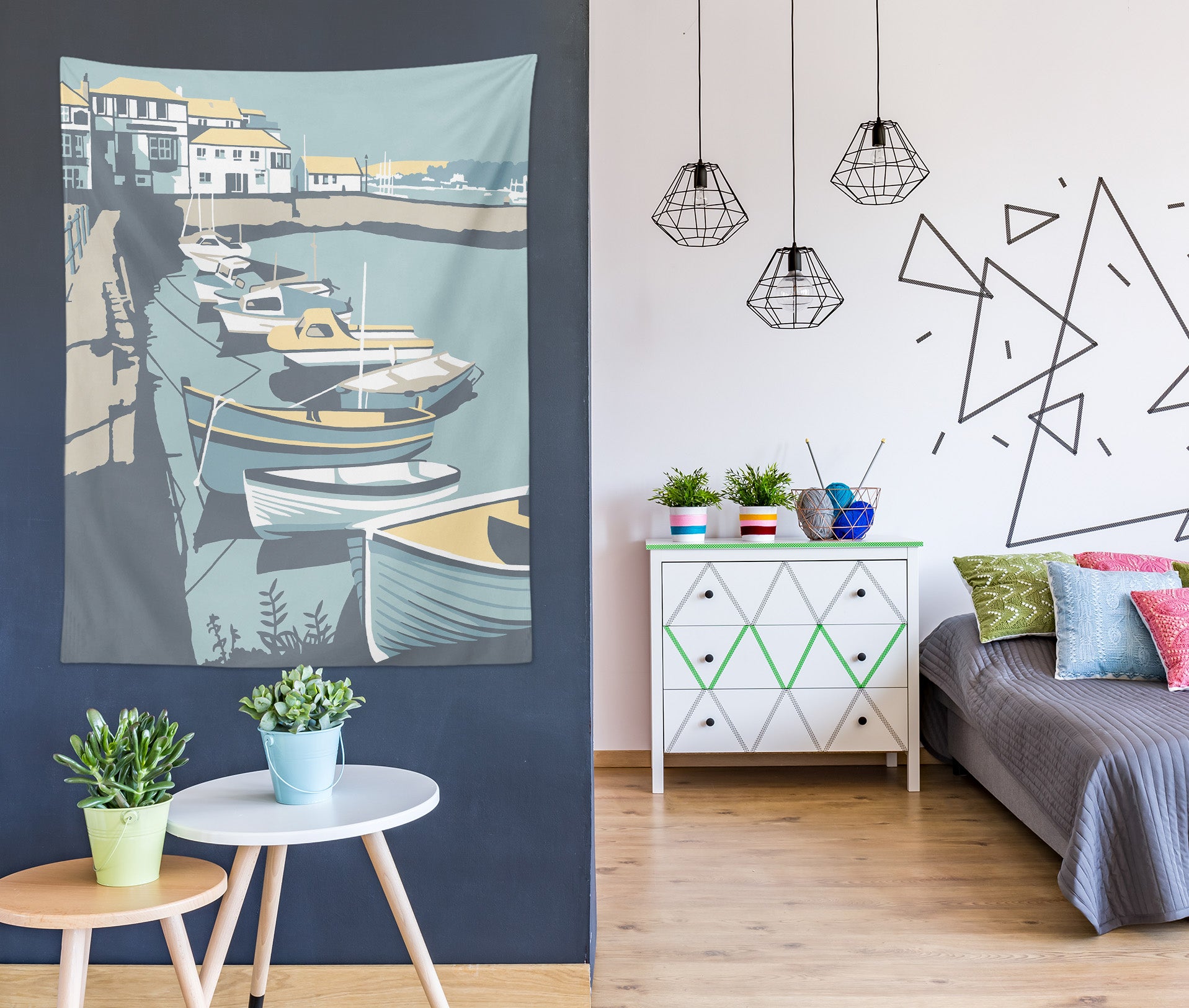 3D Fishing Boat 5339 Steve Read Tapestry Hanging Cloth Hang