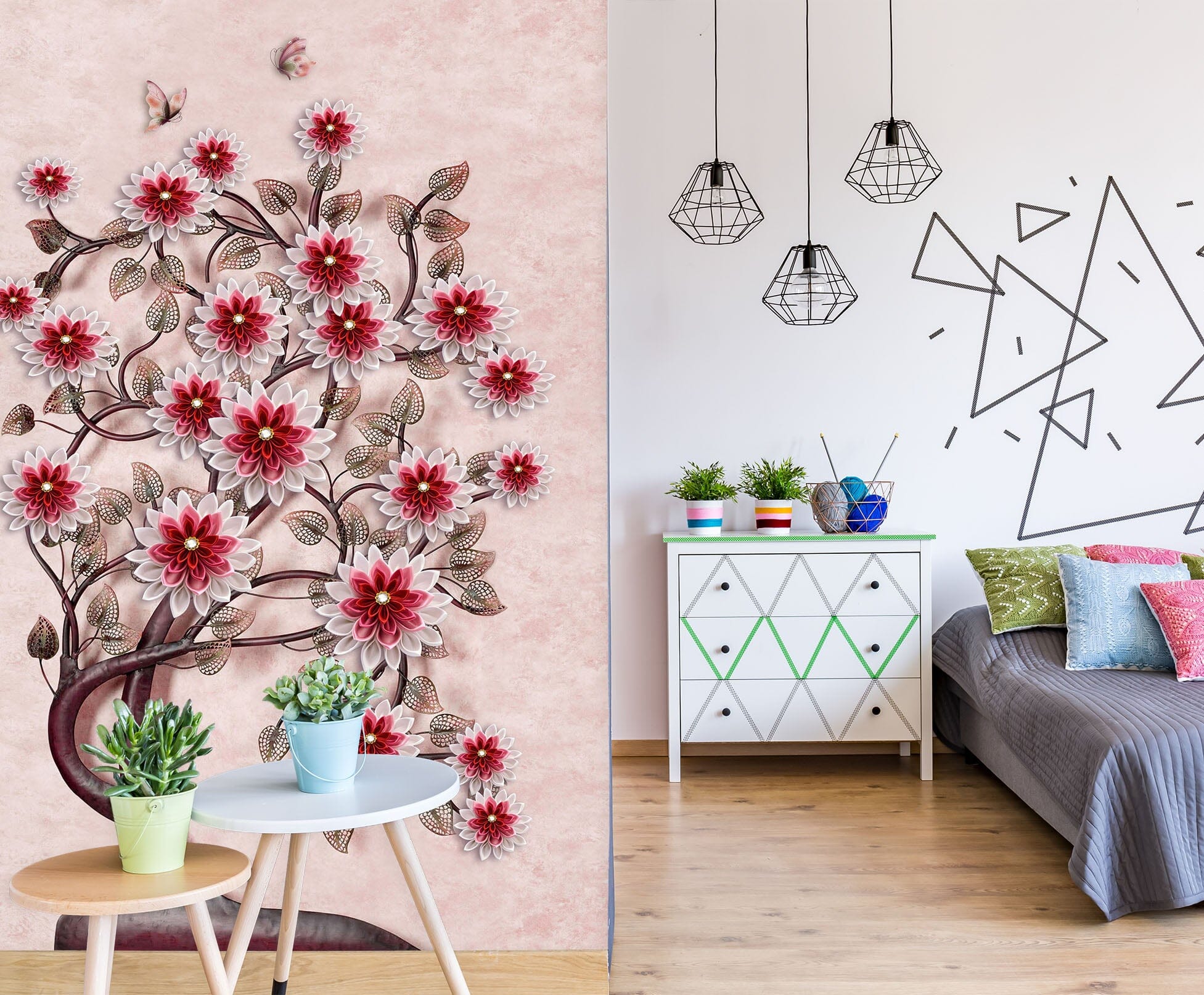 3D Purple Flowers 1846 Wall Murals Wallpaper AJ Wallpaper 2 