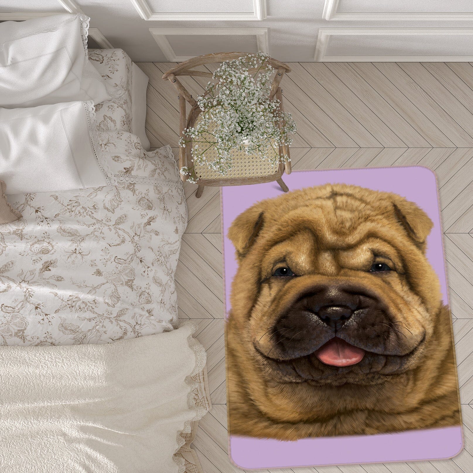 3D Shar Pei Puppy portrait 1065 Vincent Hie Rug Non Slip Rug Mat Mat AJ Creativity Home 