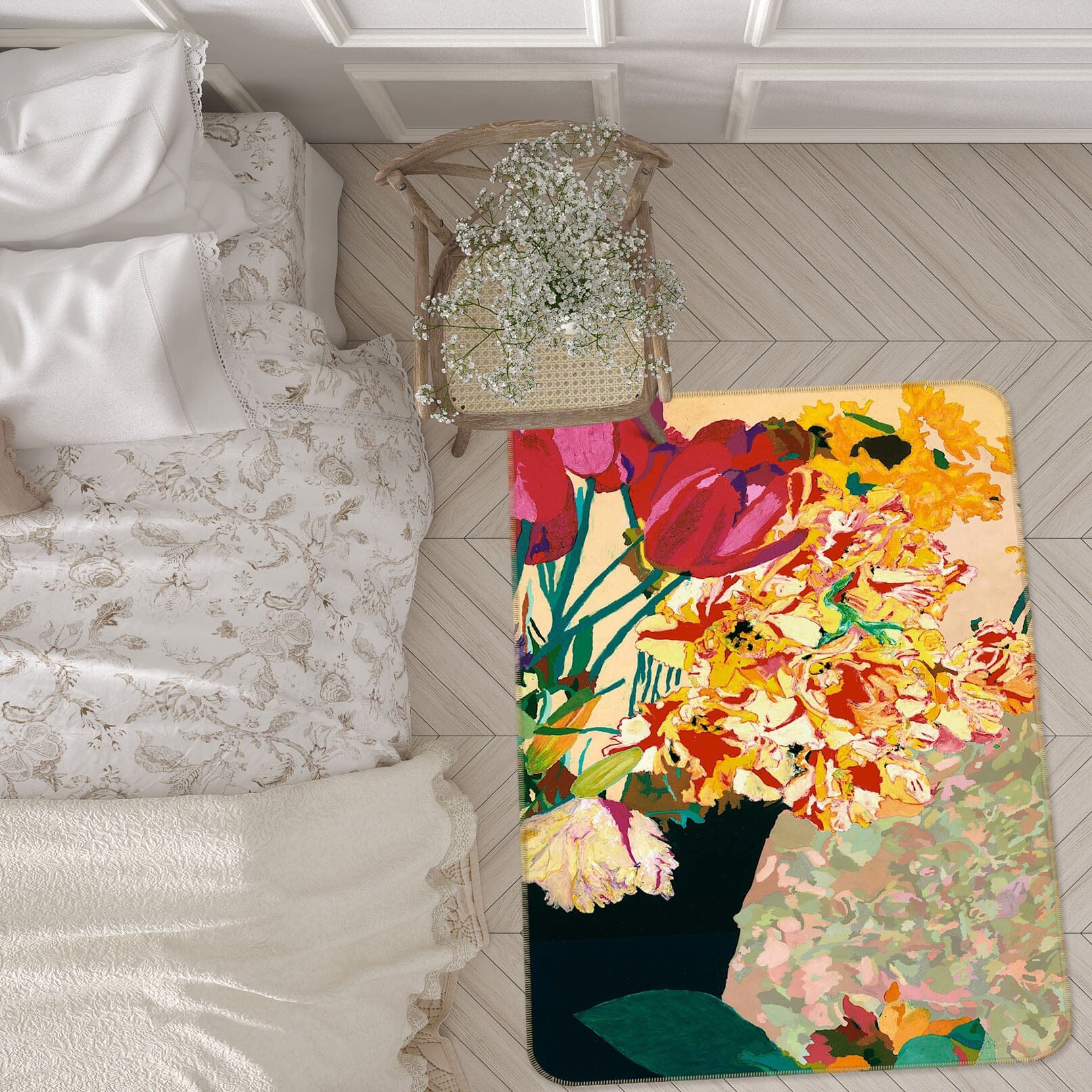 3D Yellow Flowers 3038 Allan P. Friedlander Rug Non Slip Rug Mat Mat AJ Creativity Home 
