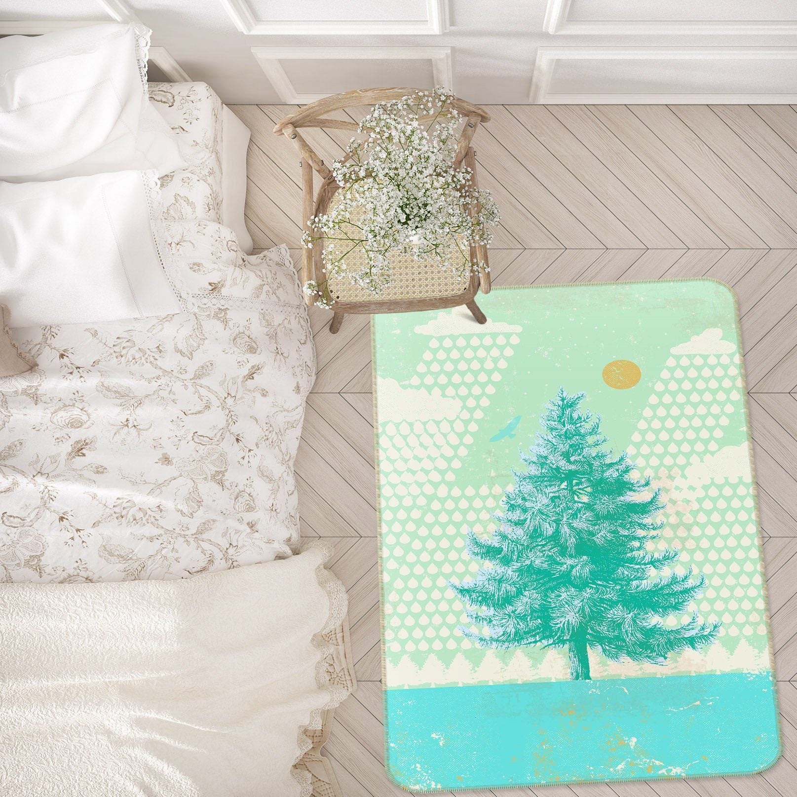 3D Blue Fir Tree 1016 Showdeer Rug Non Slip Rug Mat Mat AJ Creativity Home 