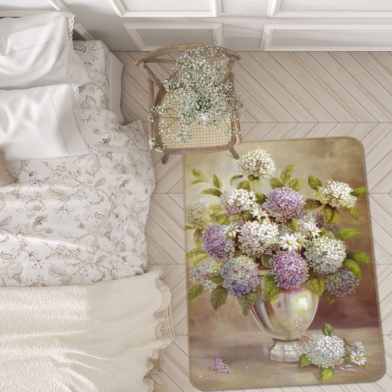 3D Flowers Vase 33183 Non Slip Rug Mat