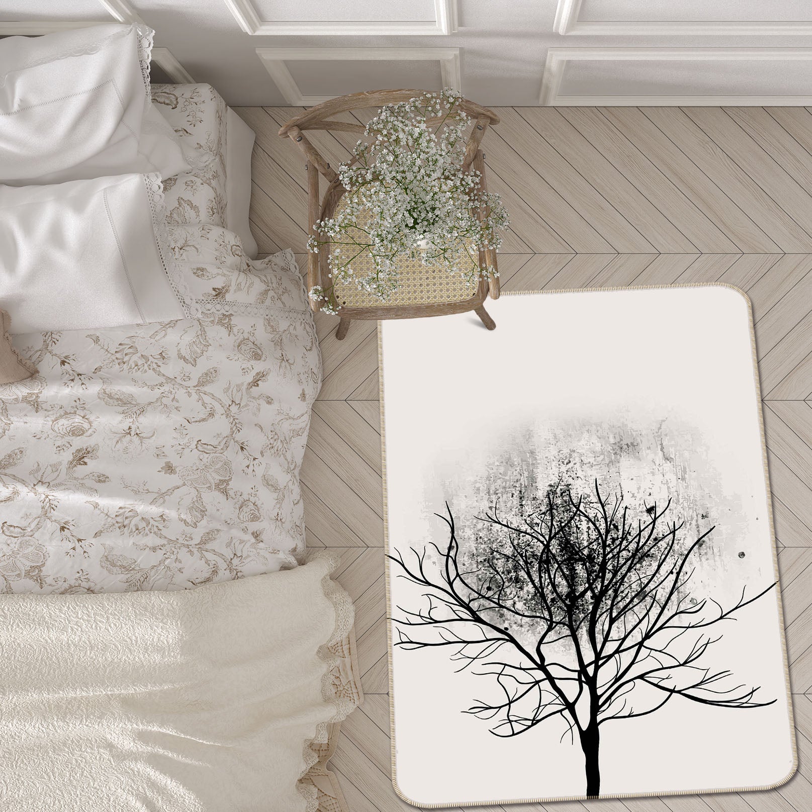 3D Black Dead Tree 84146 Boris Draschoff Rug Non Slip Rug Mat