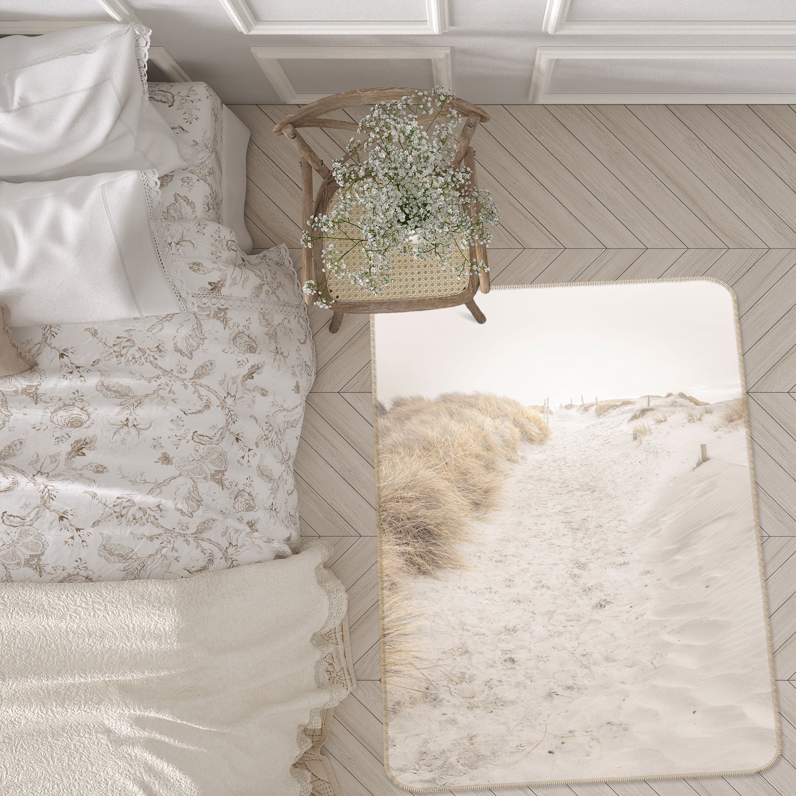 3D White Sand 198 Assaf Frank Rug Non Slip Rug Mat