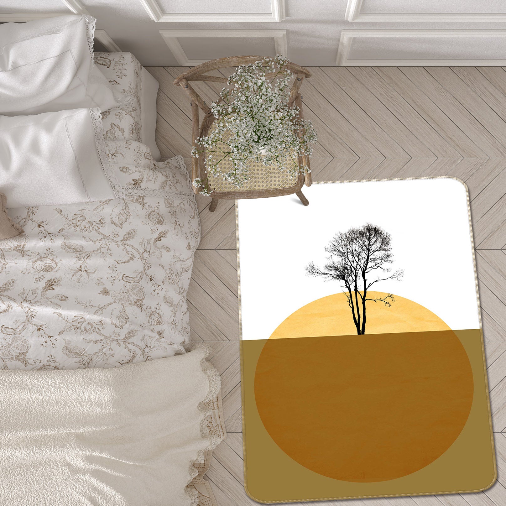 3D Golden Moon Trees 84128 Boris Draschoff Rug Non Slip Rug Mat