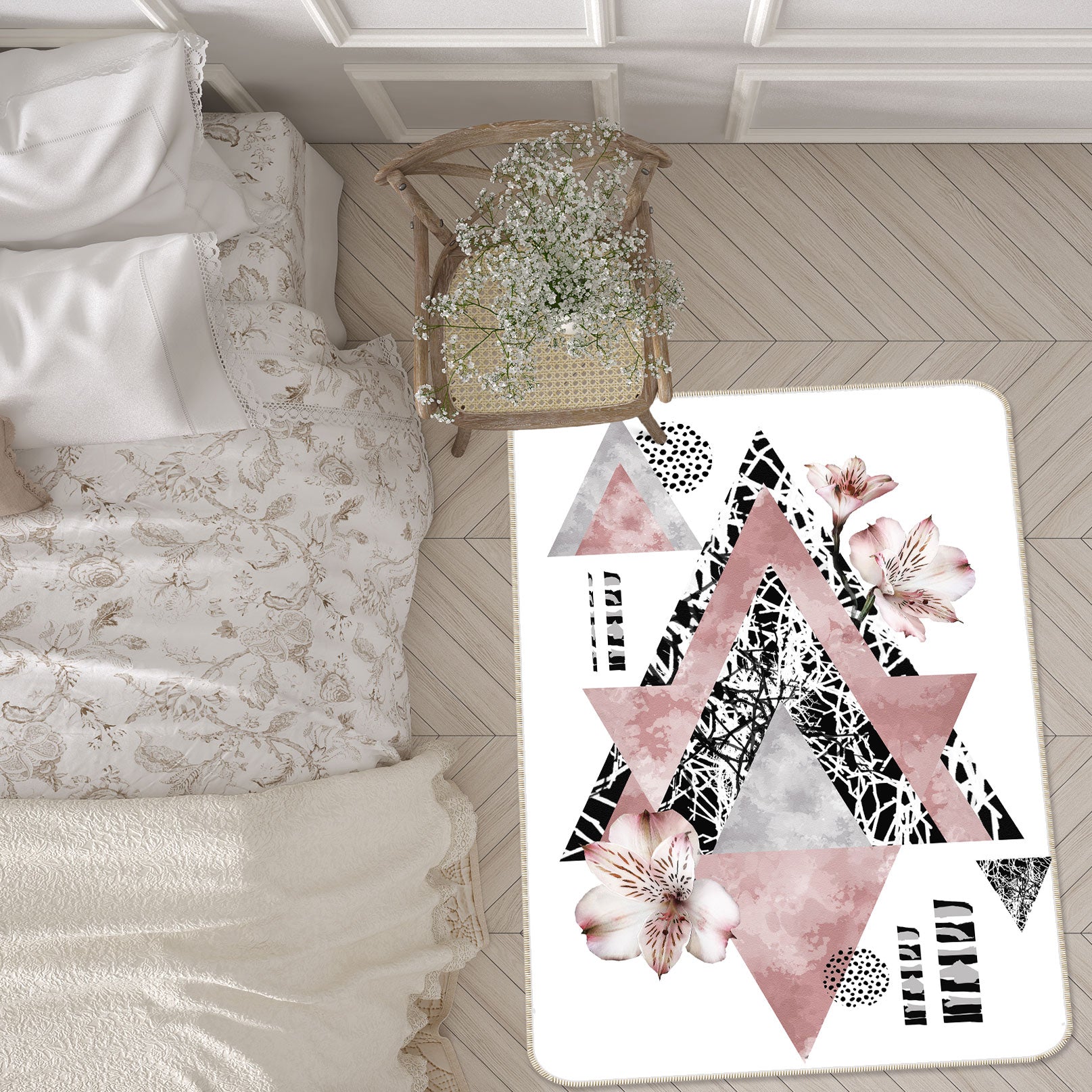 3D Triangle Pattern 37127 Non Slip Rug Mat