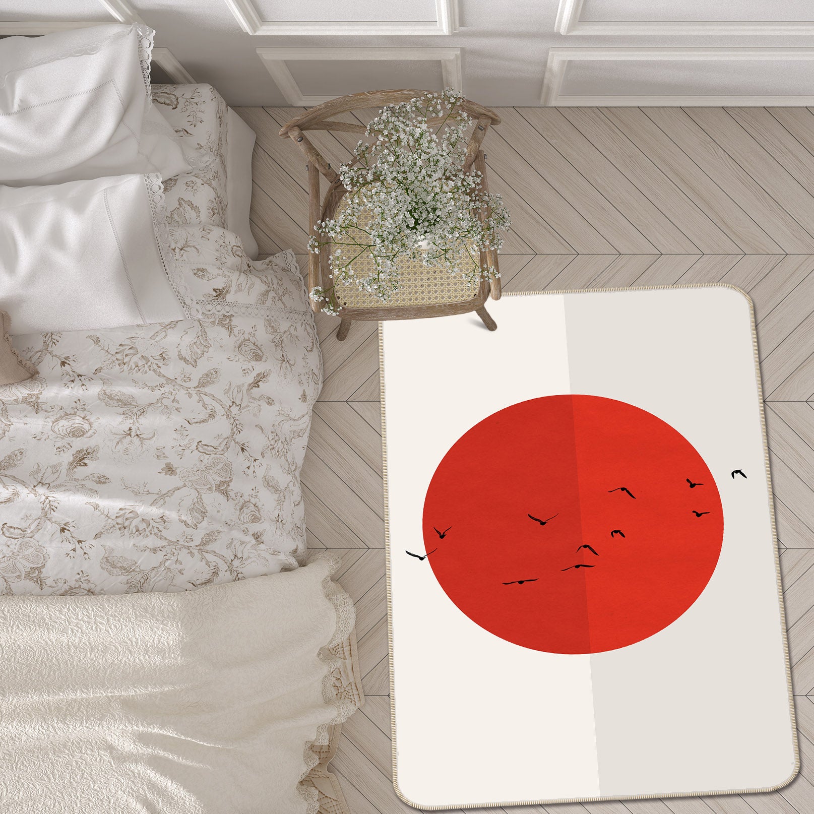 3D Red Sun 84150 Boris Draschoff Rug Non Slip Rug Mat