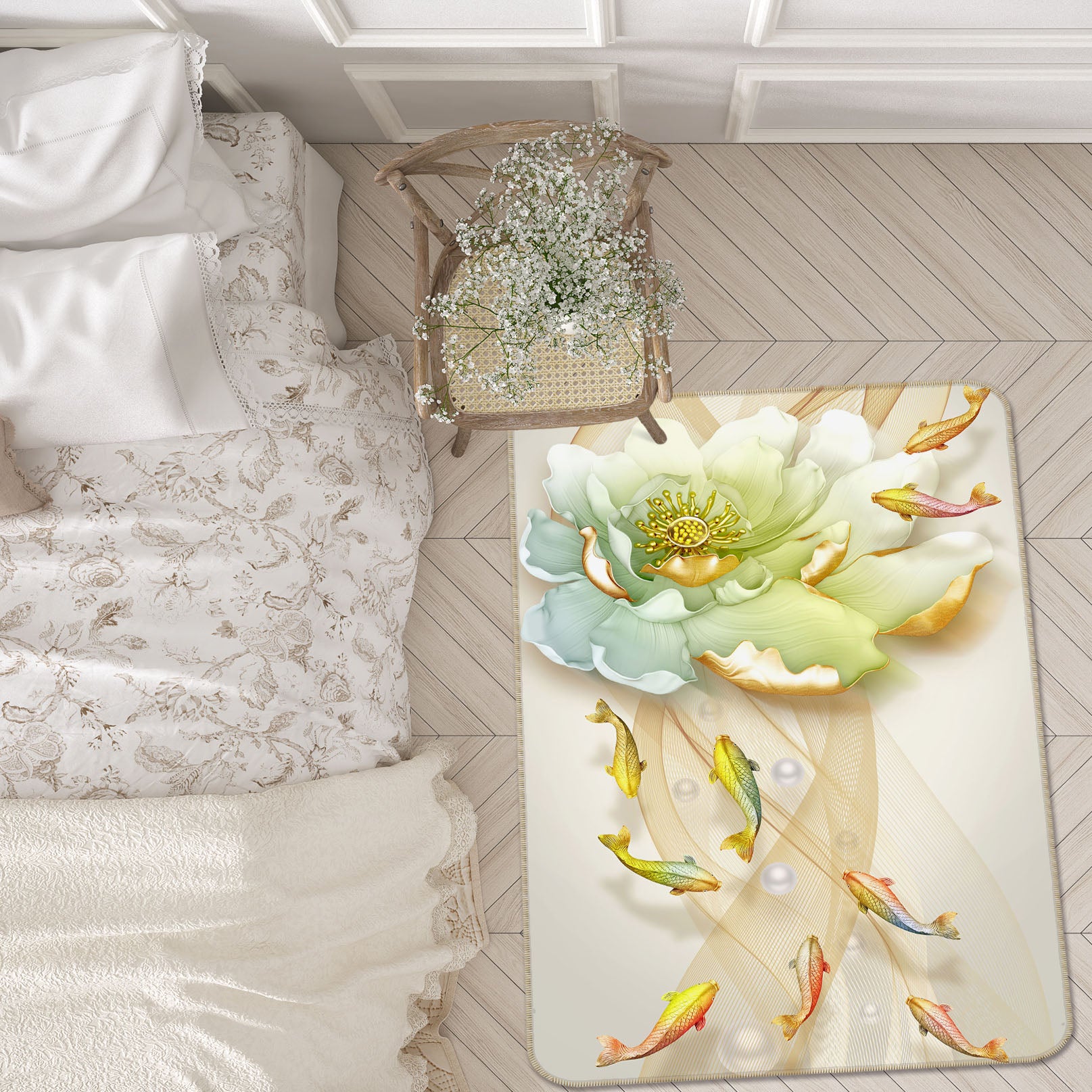 3D Fish Flower 34094 Non Slip Rug Mat