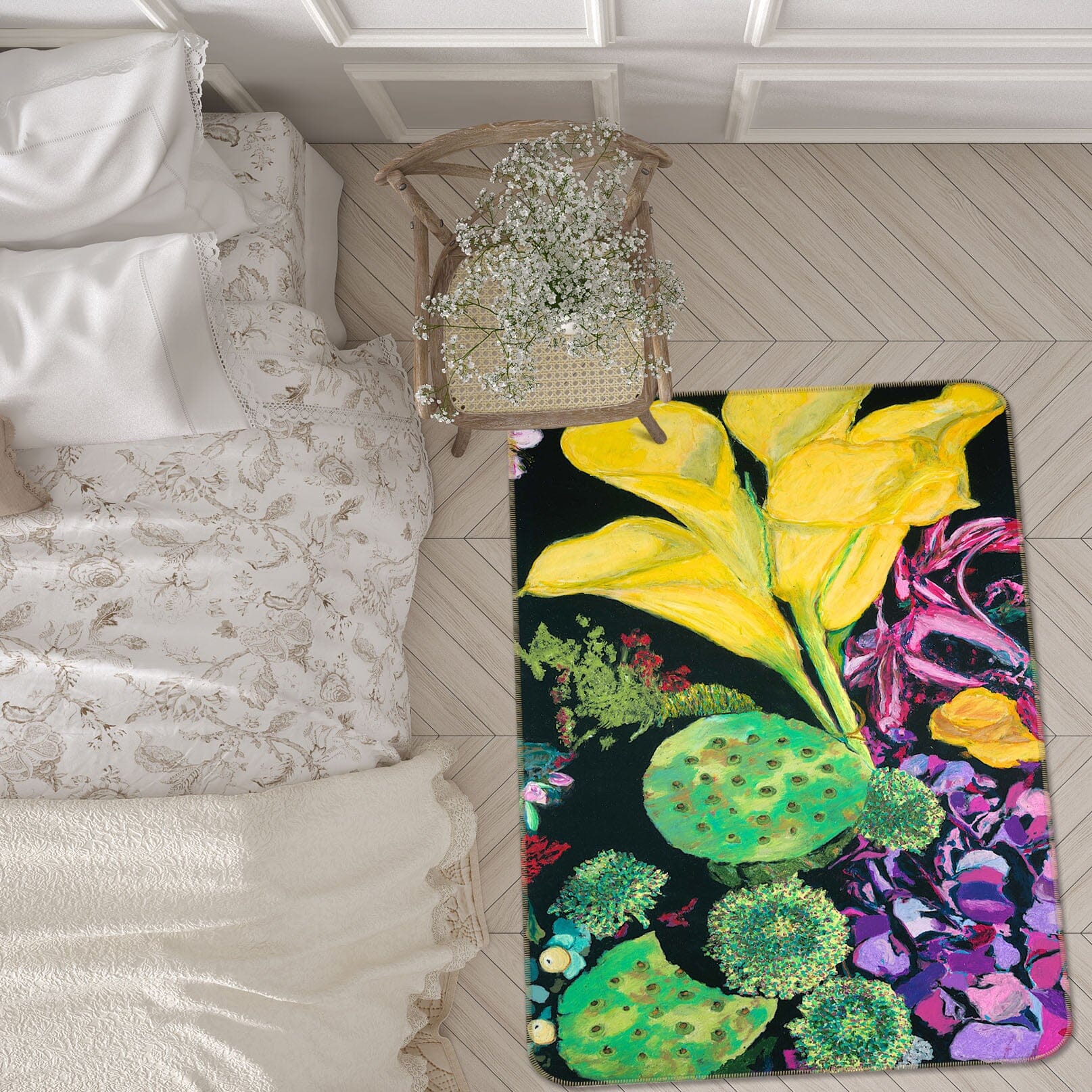 3D Yellow Flowers 3043 Allan P. Friedlander Rug Non Slip Rug Mat Mat AJ Creativity Home 