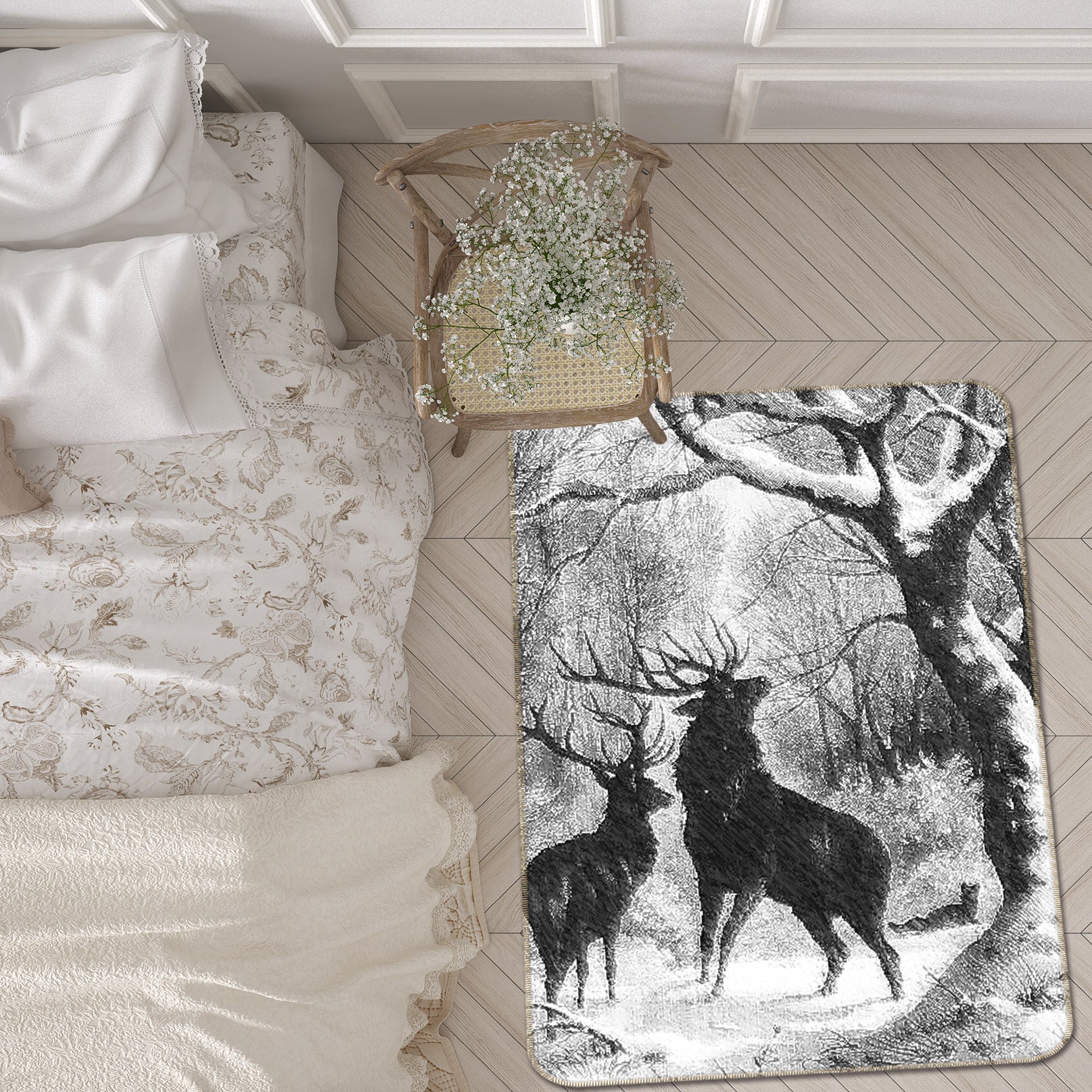 3D Black Fawn 160 Animal Non Slip Rug Mat