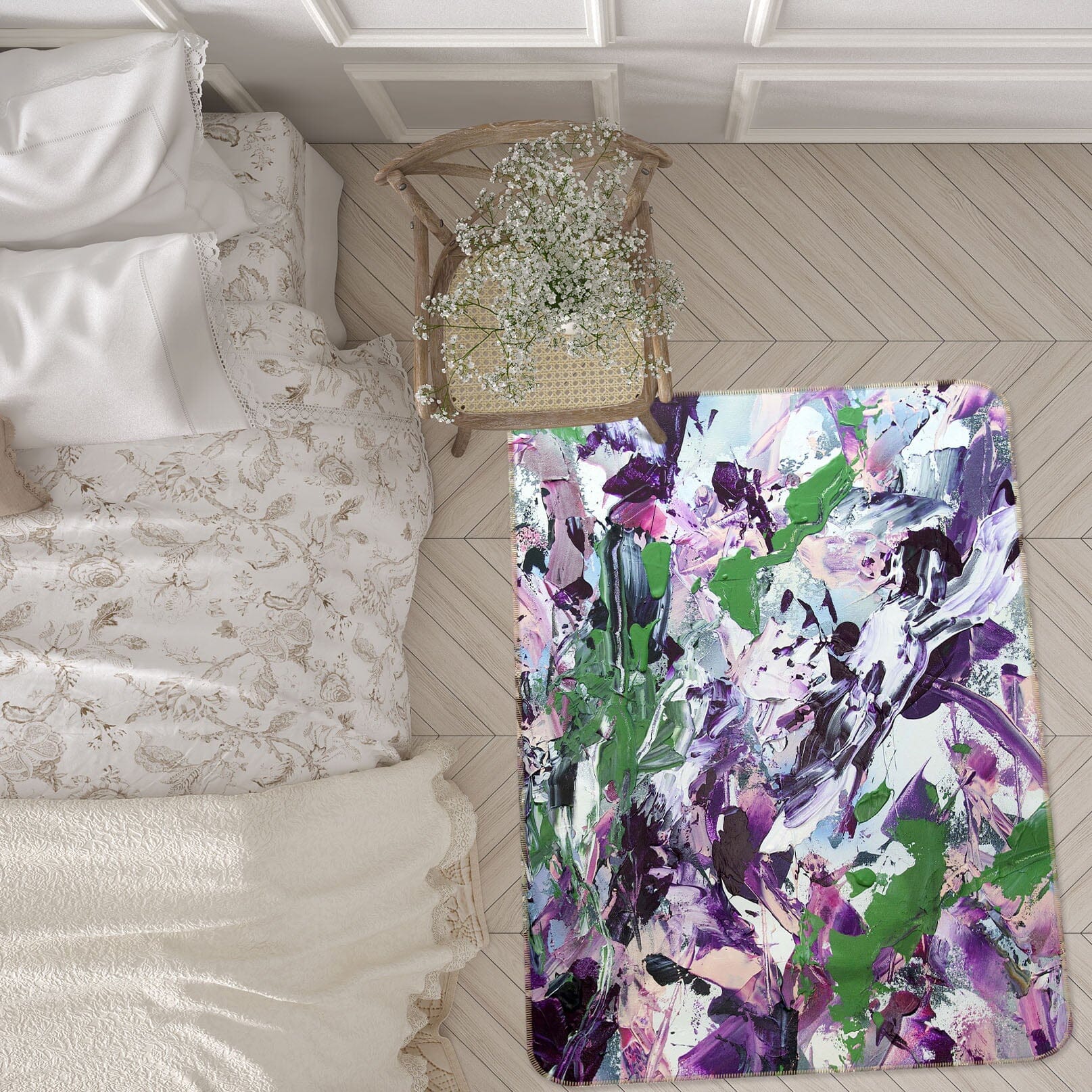 3D Purple Flowers 3022 Allan P. Friedlander Rug Non Slip Rug Mat Mat AJ Creativity Home 