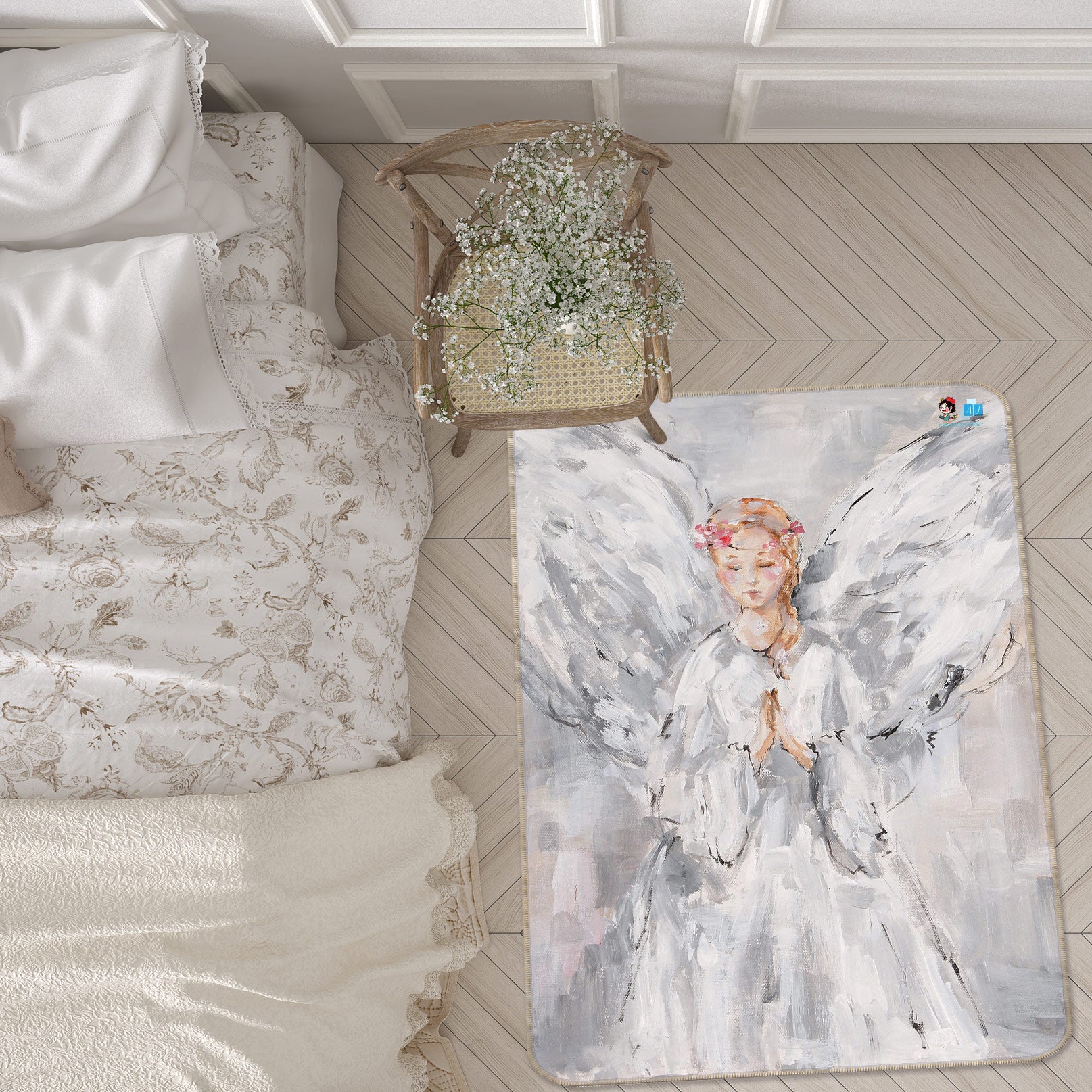 3D Angel Girl With Wings 1050 Debi Coules Rug Non Slip Rug Mat