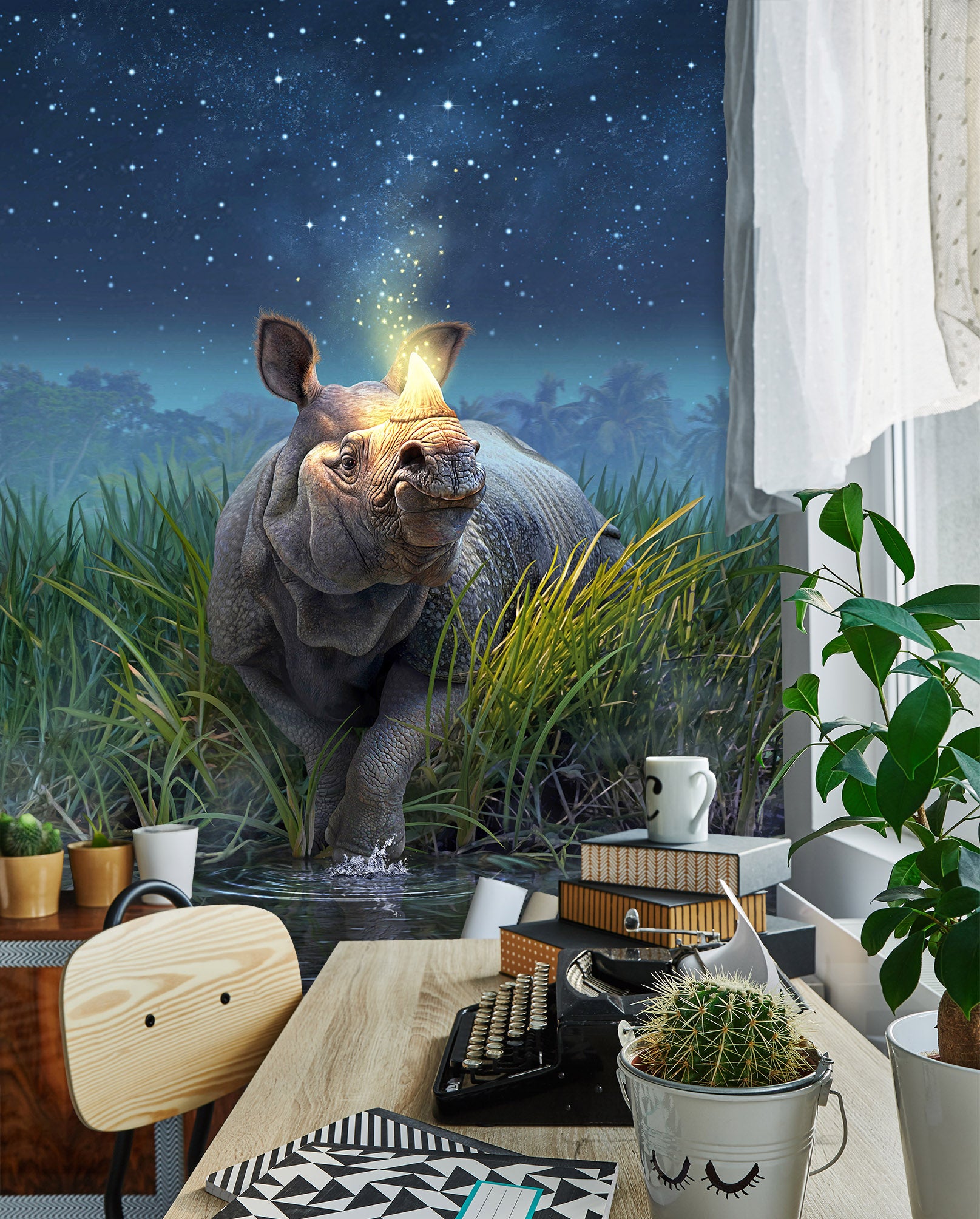 3D Rhinoceros Unicornis 85046 Jerry LoFaro Wall Mural Wall Murals