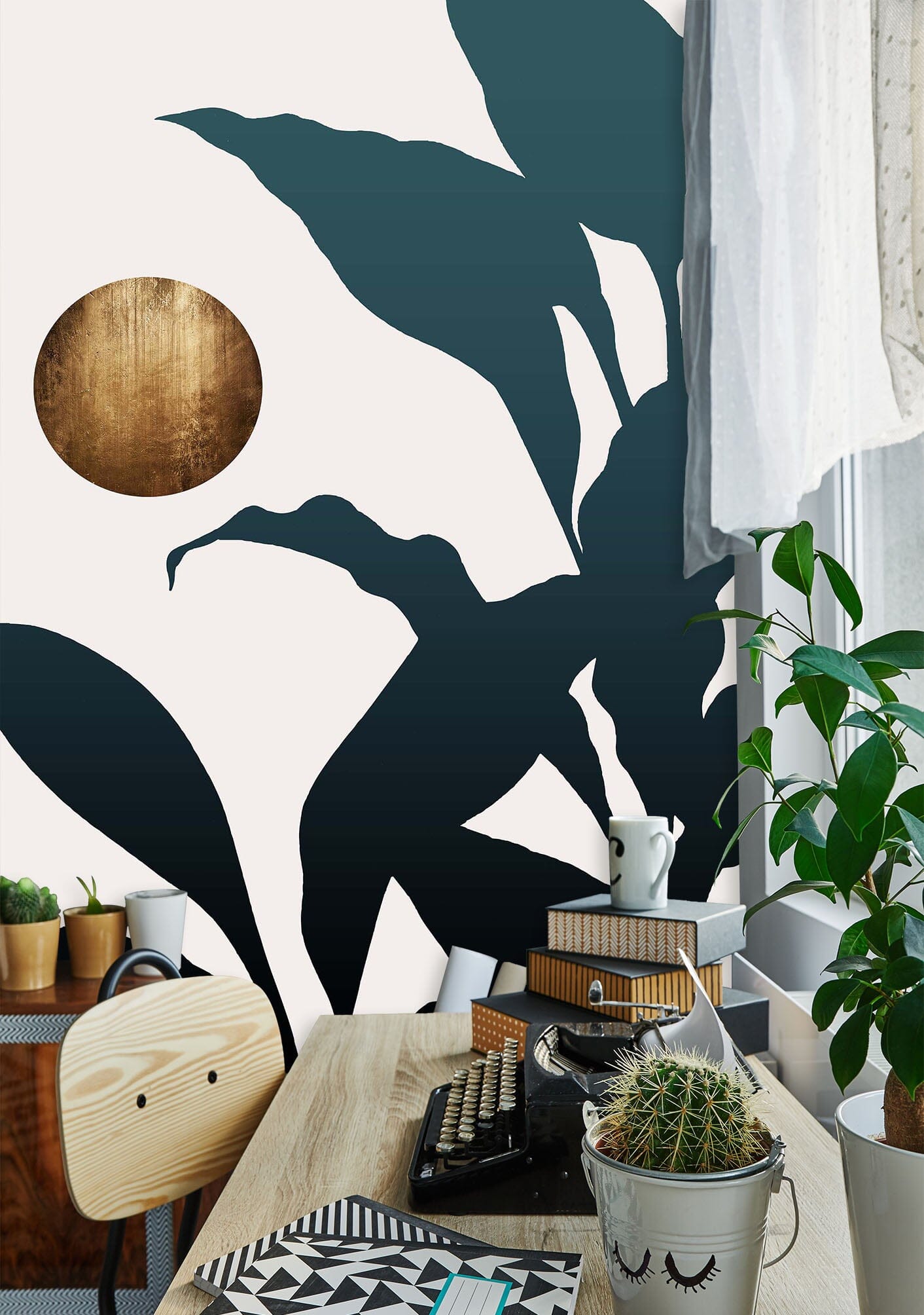 3D Leaves Moon 1444 Boris Draschoff Wall Mural Wall Murals Wallpaper AJ Wallpaper 2 