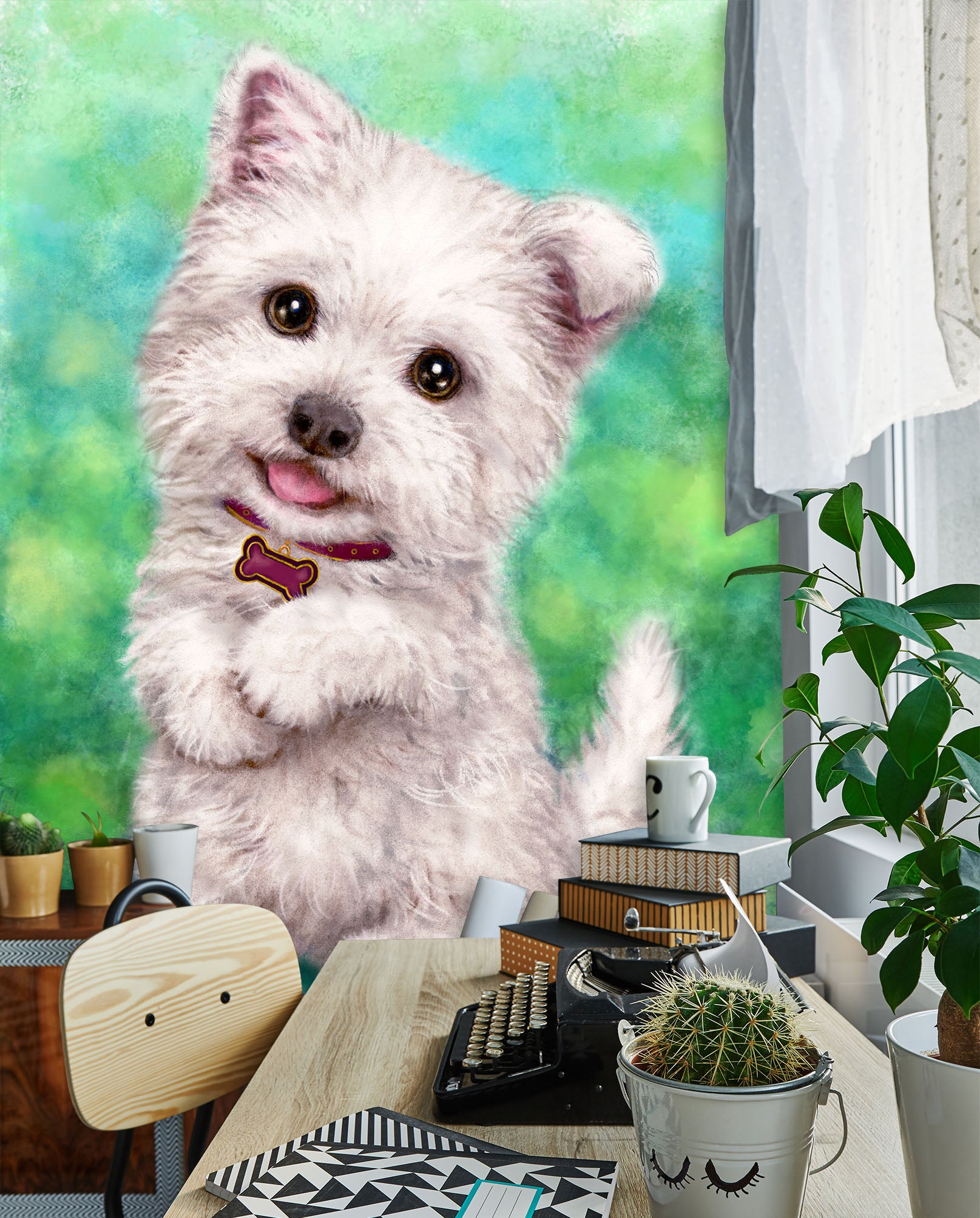 3D White Puppy 5500 Kayomi Harai Wall Mural Wall Murals