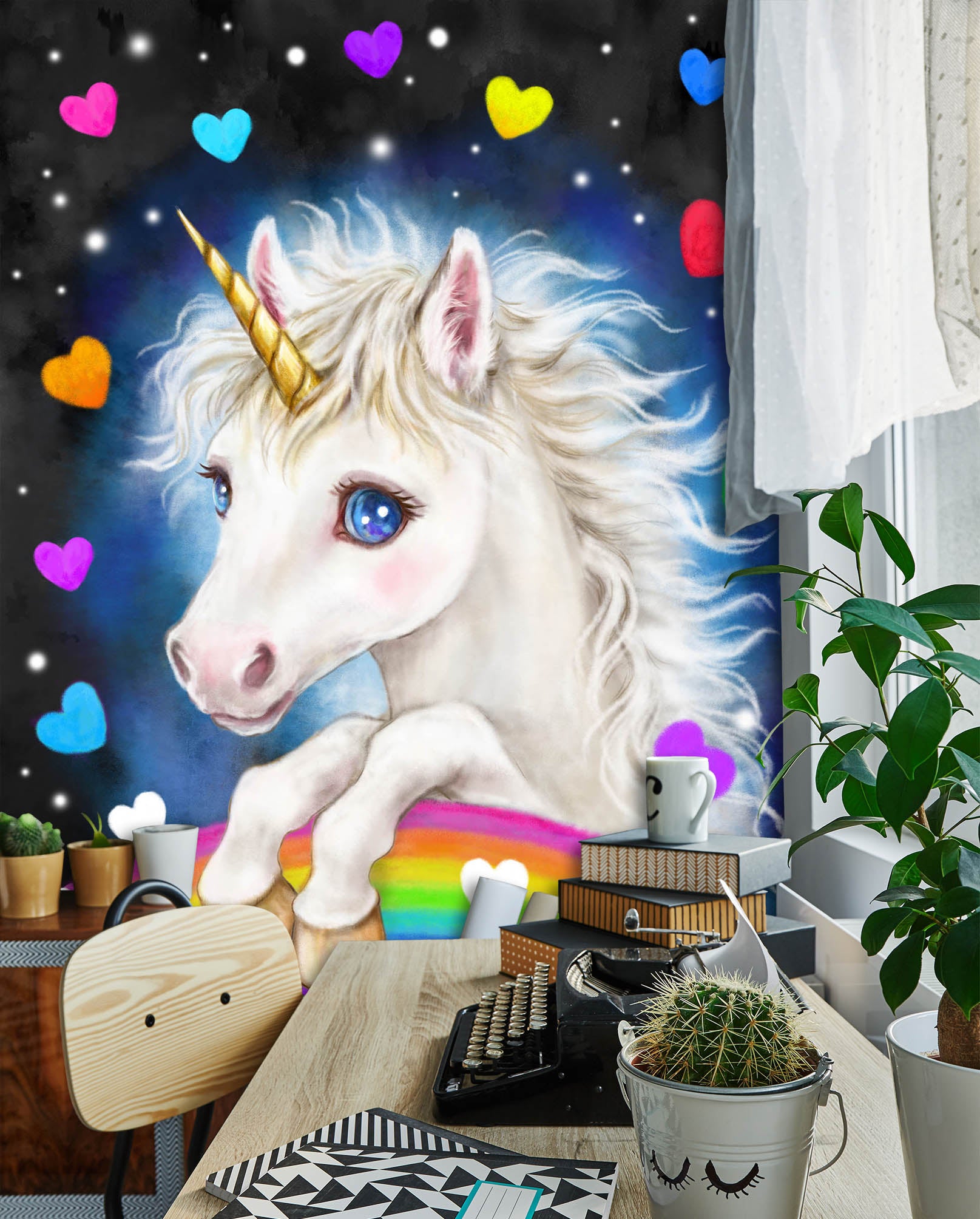 3D Colorful Love Unicorn 5559 Kayomi Harai Wall Mural Wall Murals