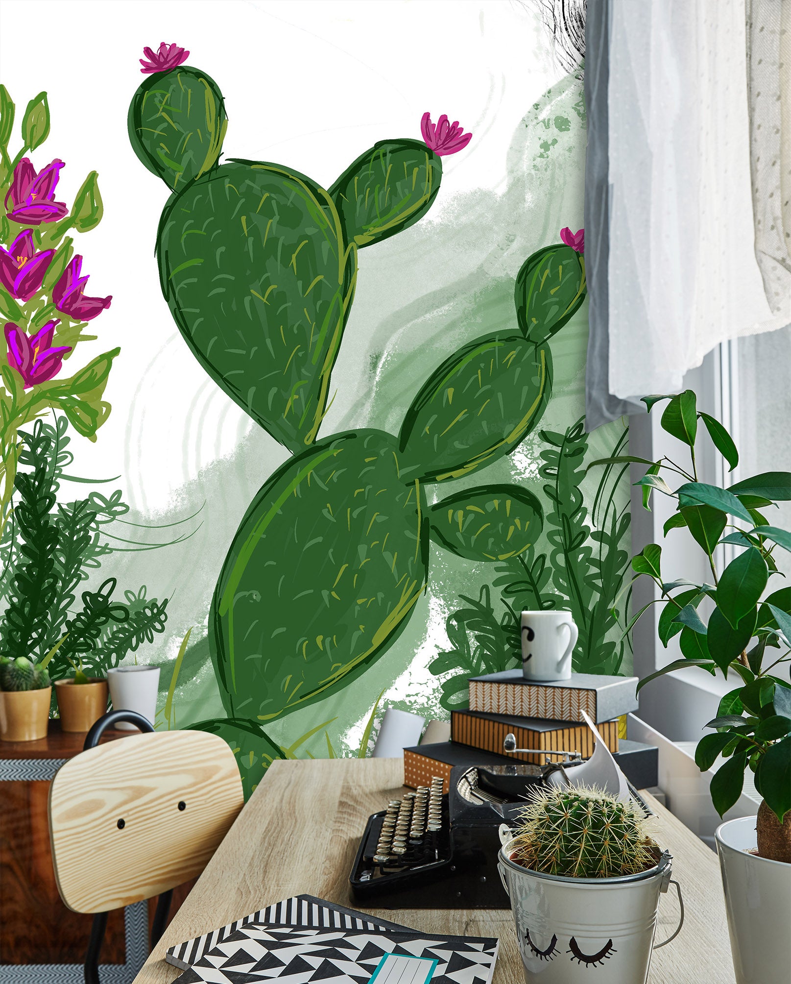 3D Green Cactus 1283 Jacqueline Reynoso Wall Mural Wall Murals