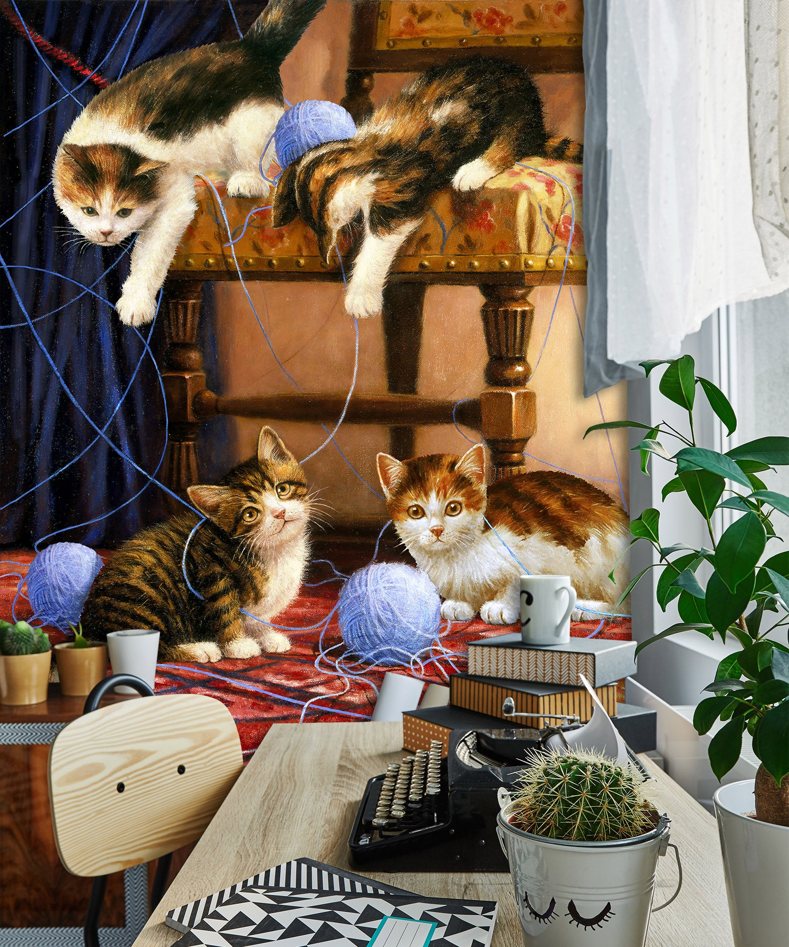 3D Four Cats 1664 Kevin Walsh Wall Mural Wall Murals