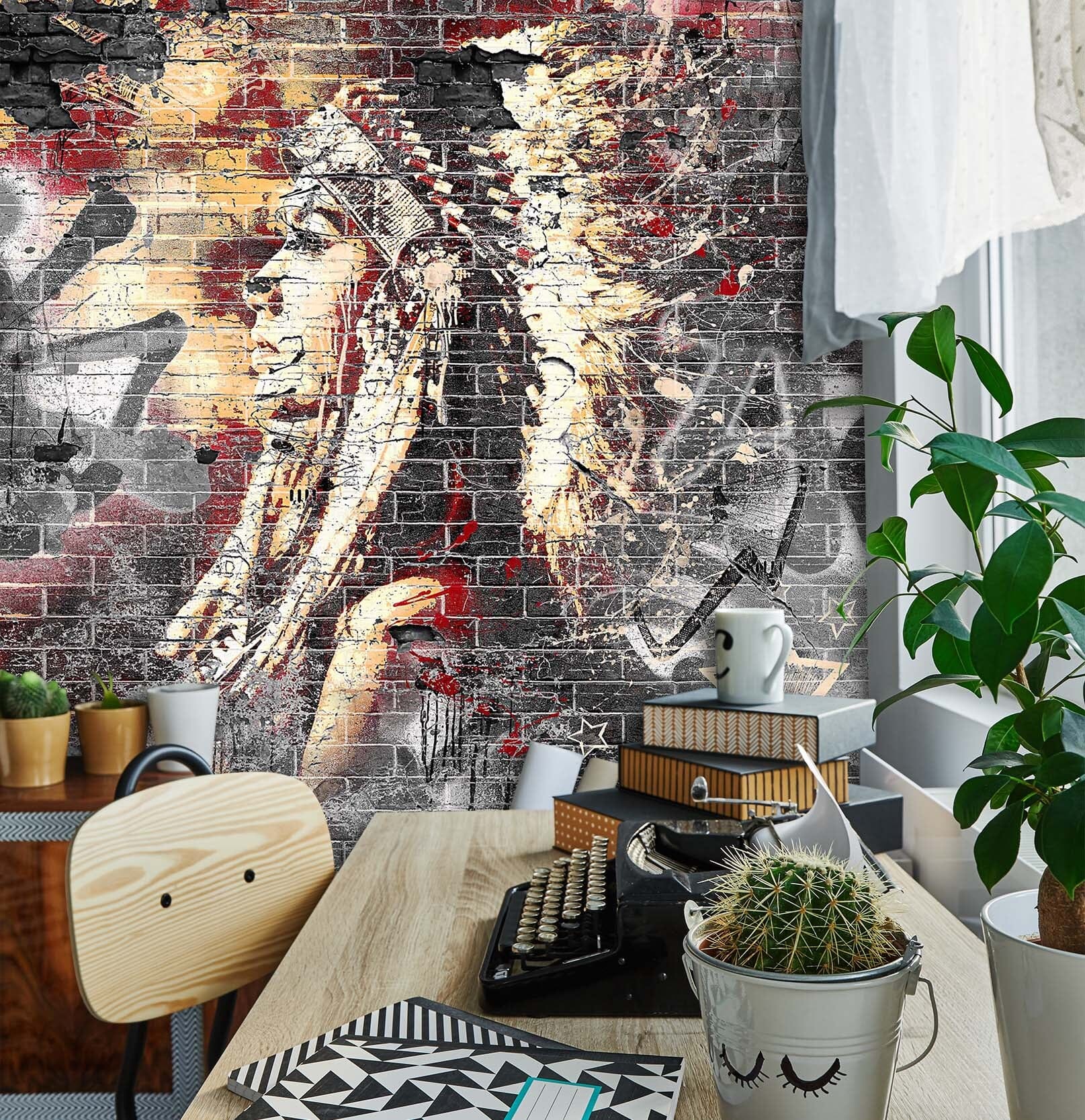 3D Graffiti Woman 044 Wall Murals Wallpaper AJ Wallpaper 2 