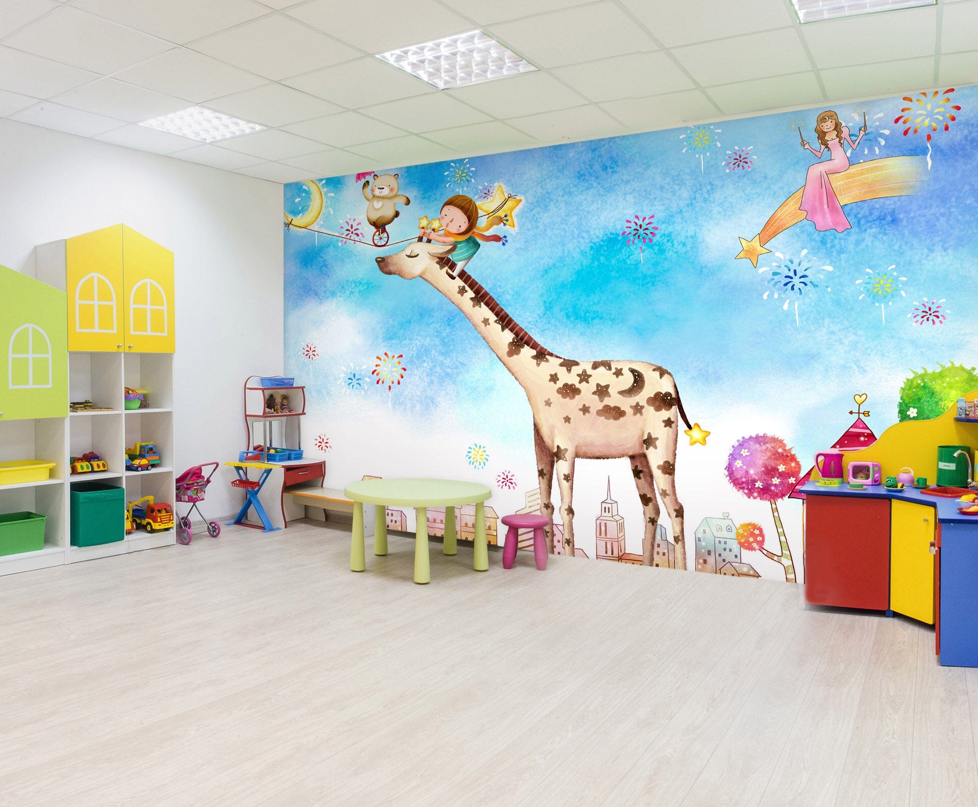 3D Giraffe Paradise 020 Wall Murals Wallpaper AJ Wallpaper 2 