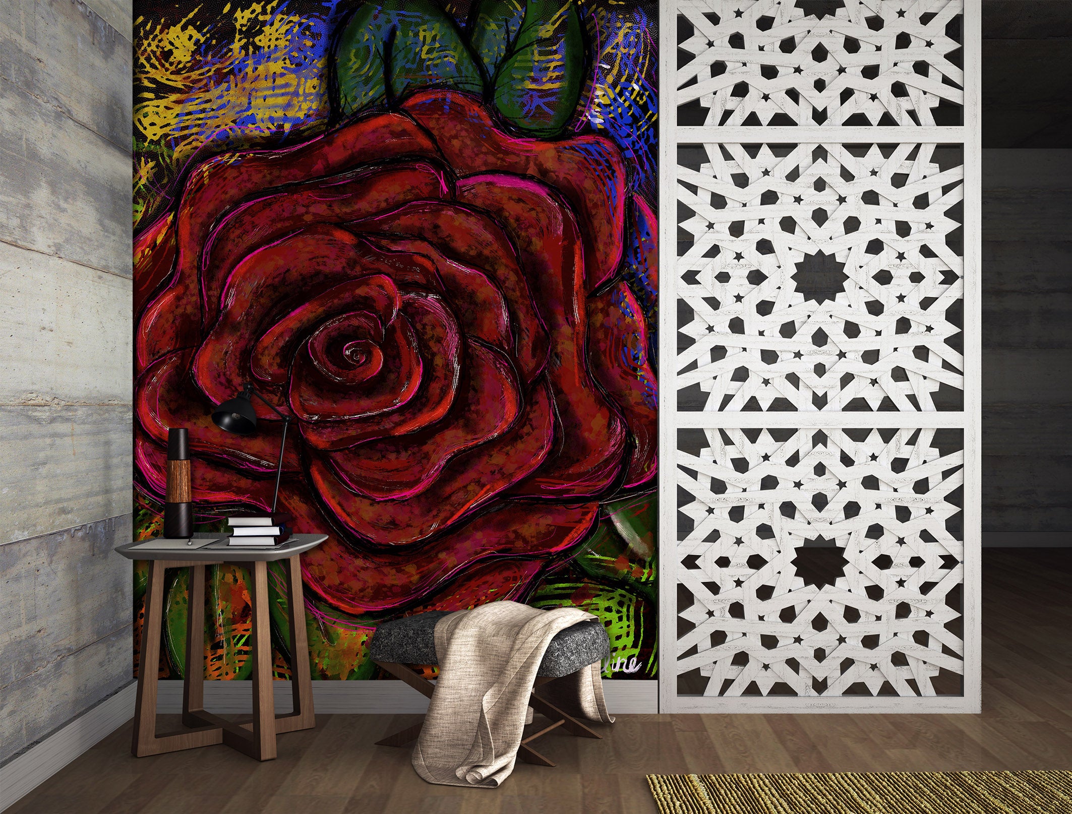 3D Red Rose 1280 Jacqueline Reynoso Wall Mural Wall Murals