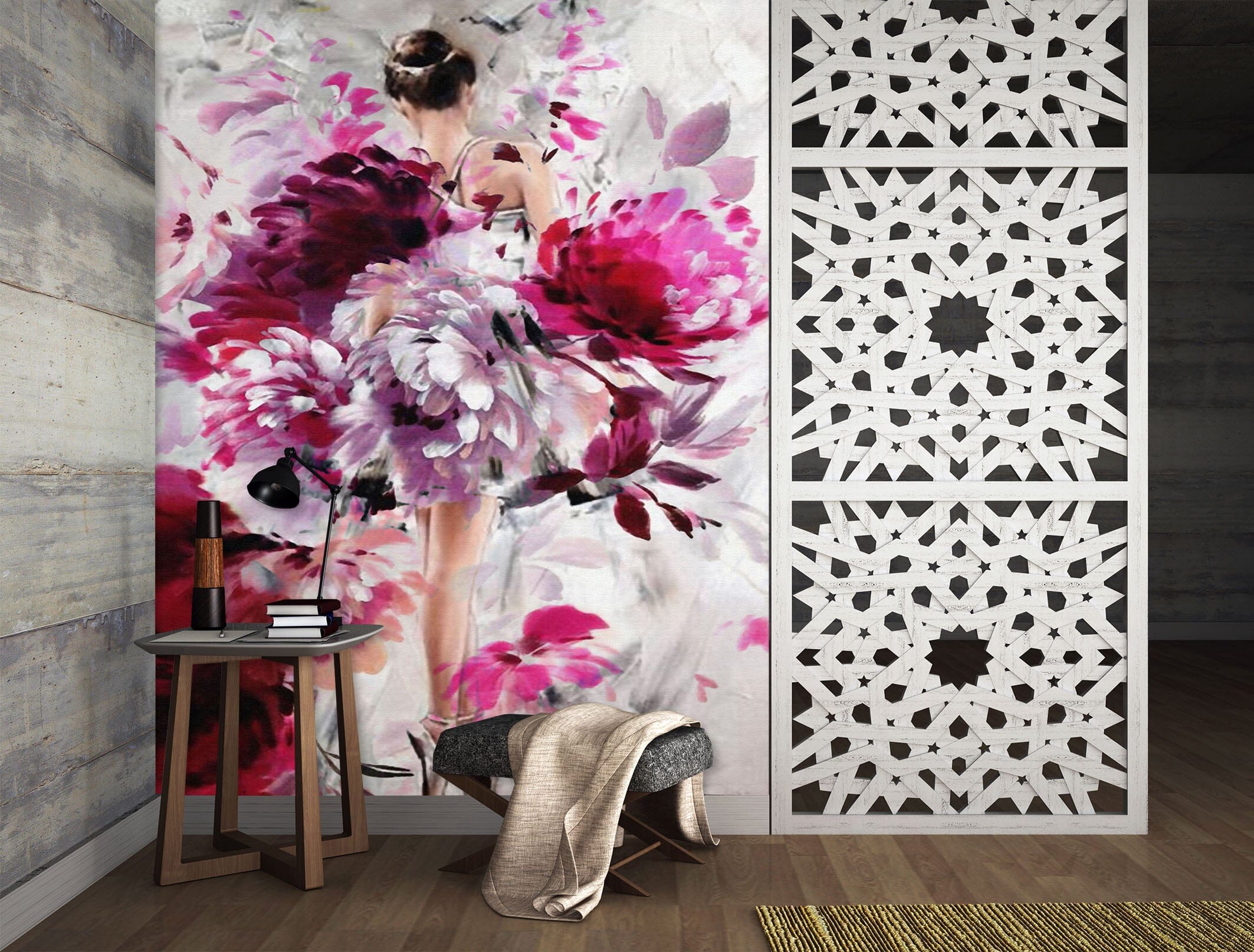 3D Peony Dress Woman 104 Wall Murals Wallpaper AJ Wallpaper 2 