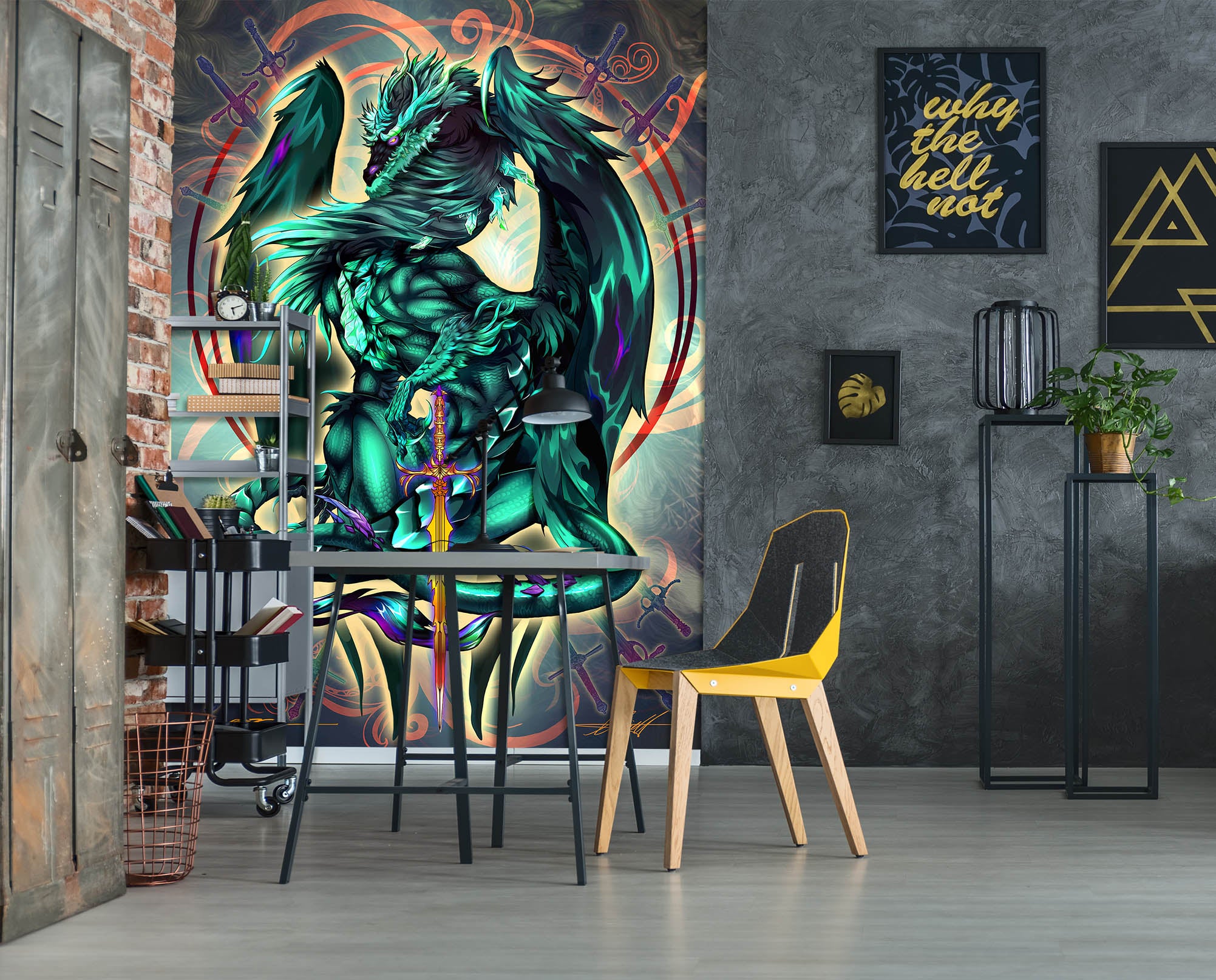 3D Green Dragon 8135 Ruth Thompson Wall Mural Wall Murals