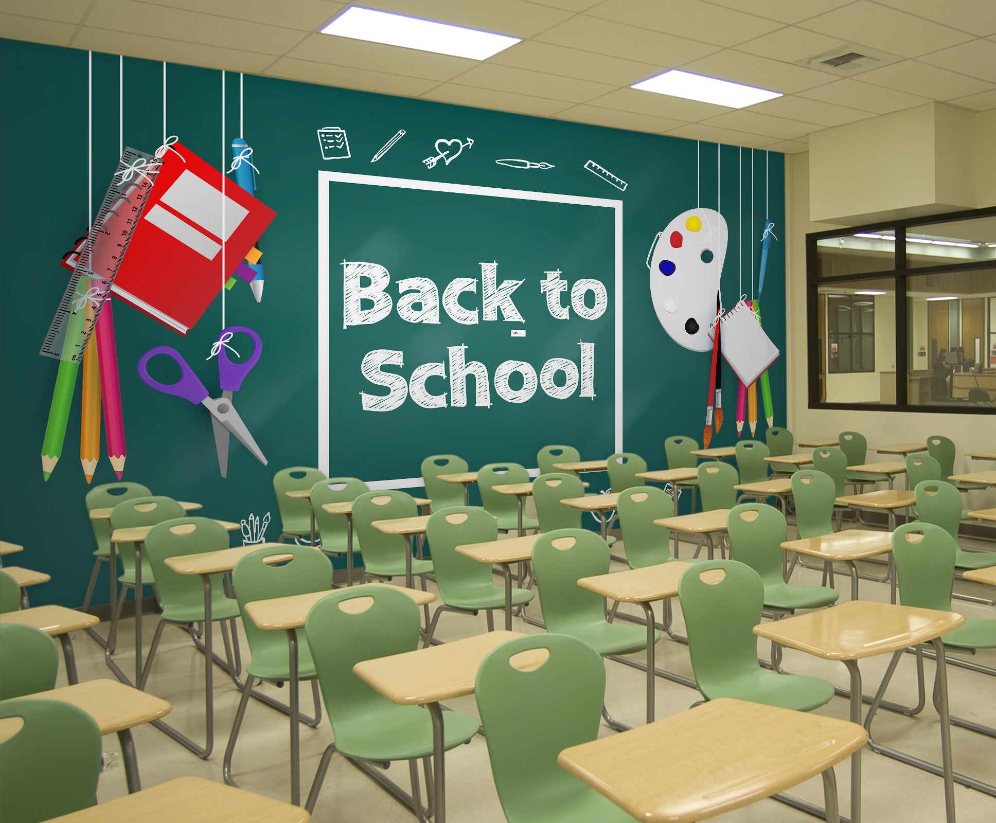 3D Blackboard Pen 194 Wall Murals