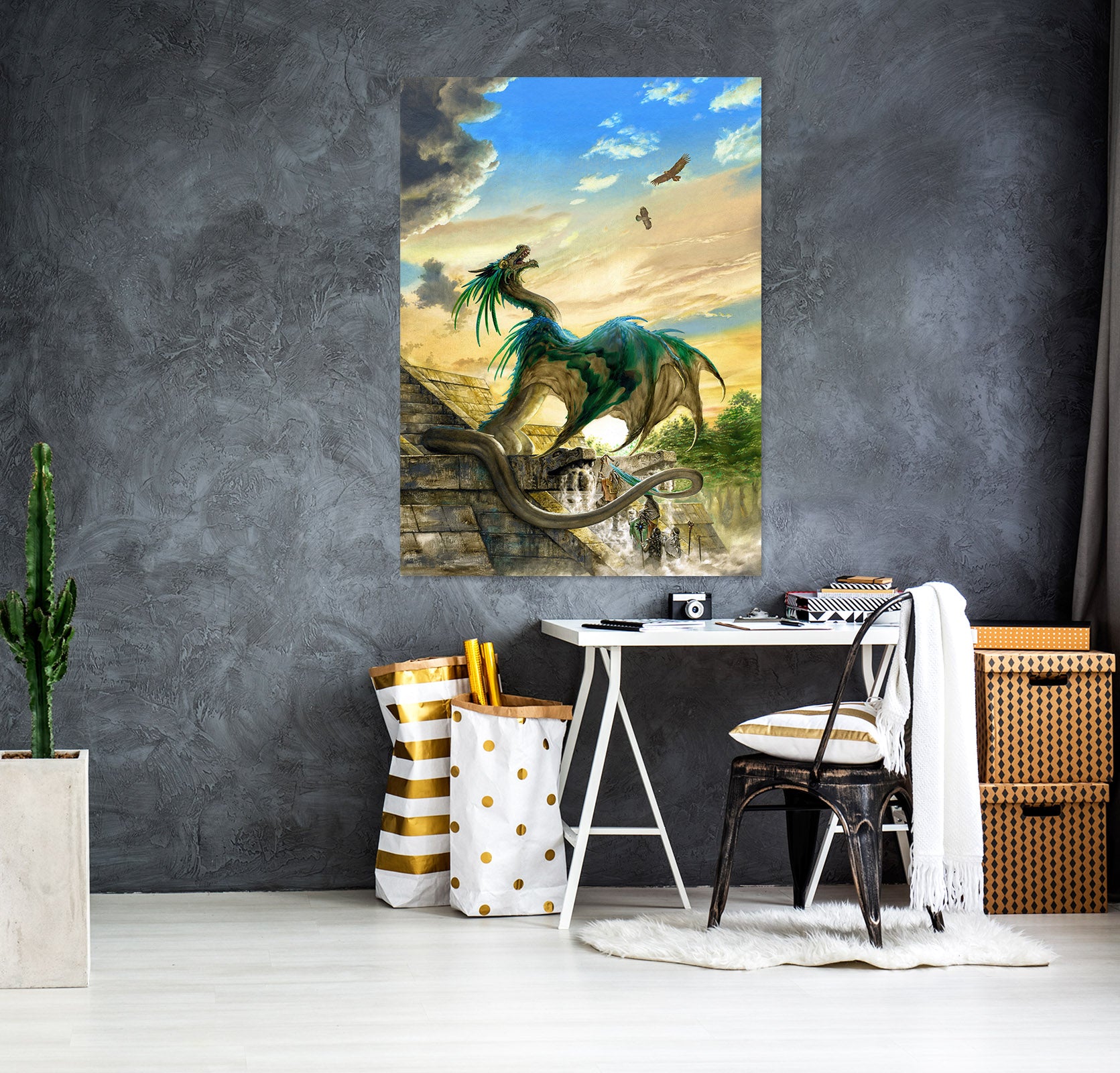 3D Sky Teal Dragon 8132 Ciruelo Wall Sticker