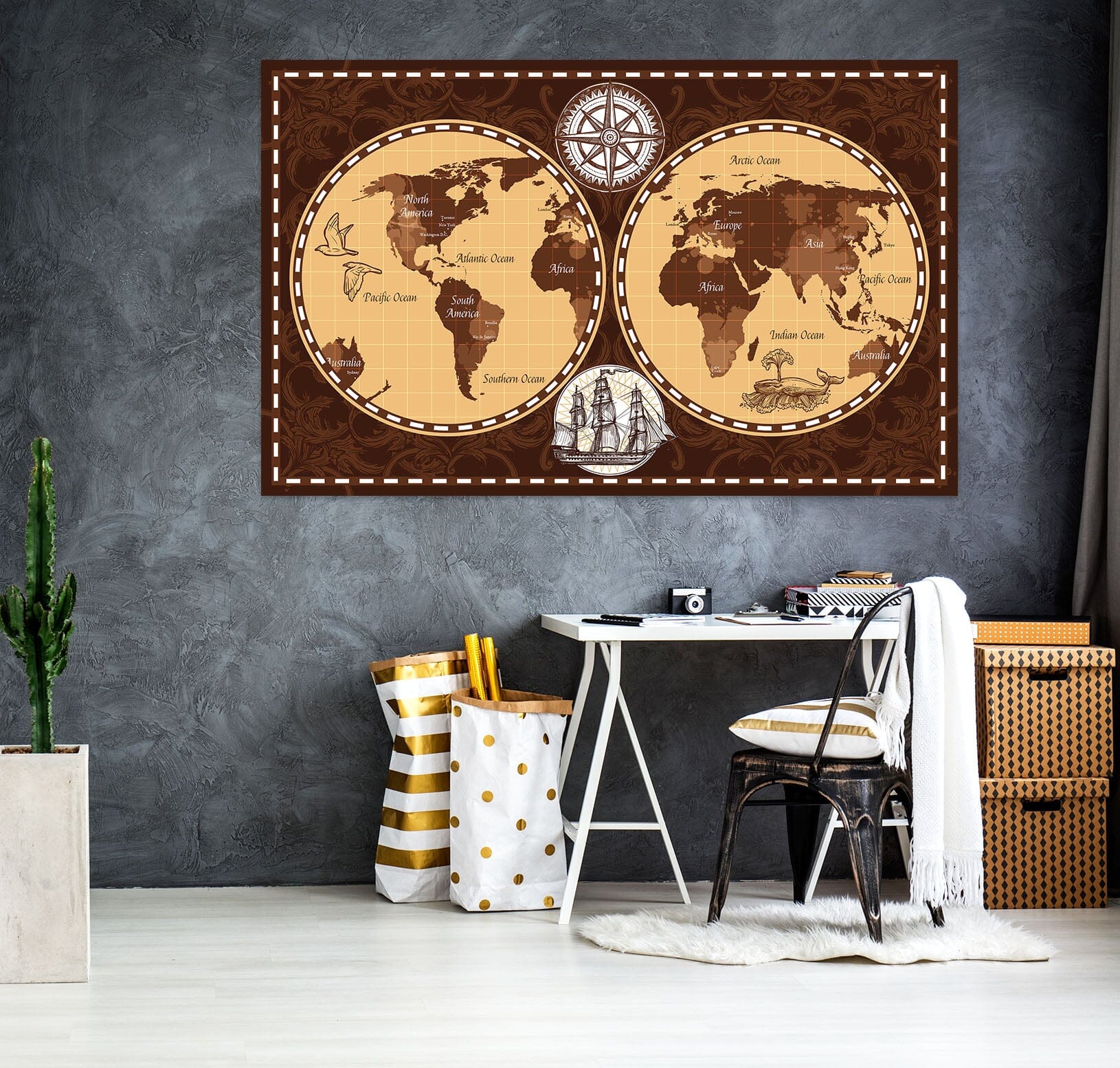 3D Black Shadow 228 World Map Wall Sticker Wallpaper AJ Wallpaper 2 