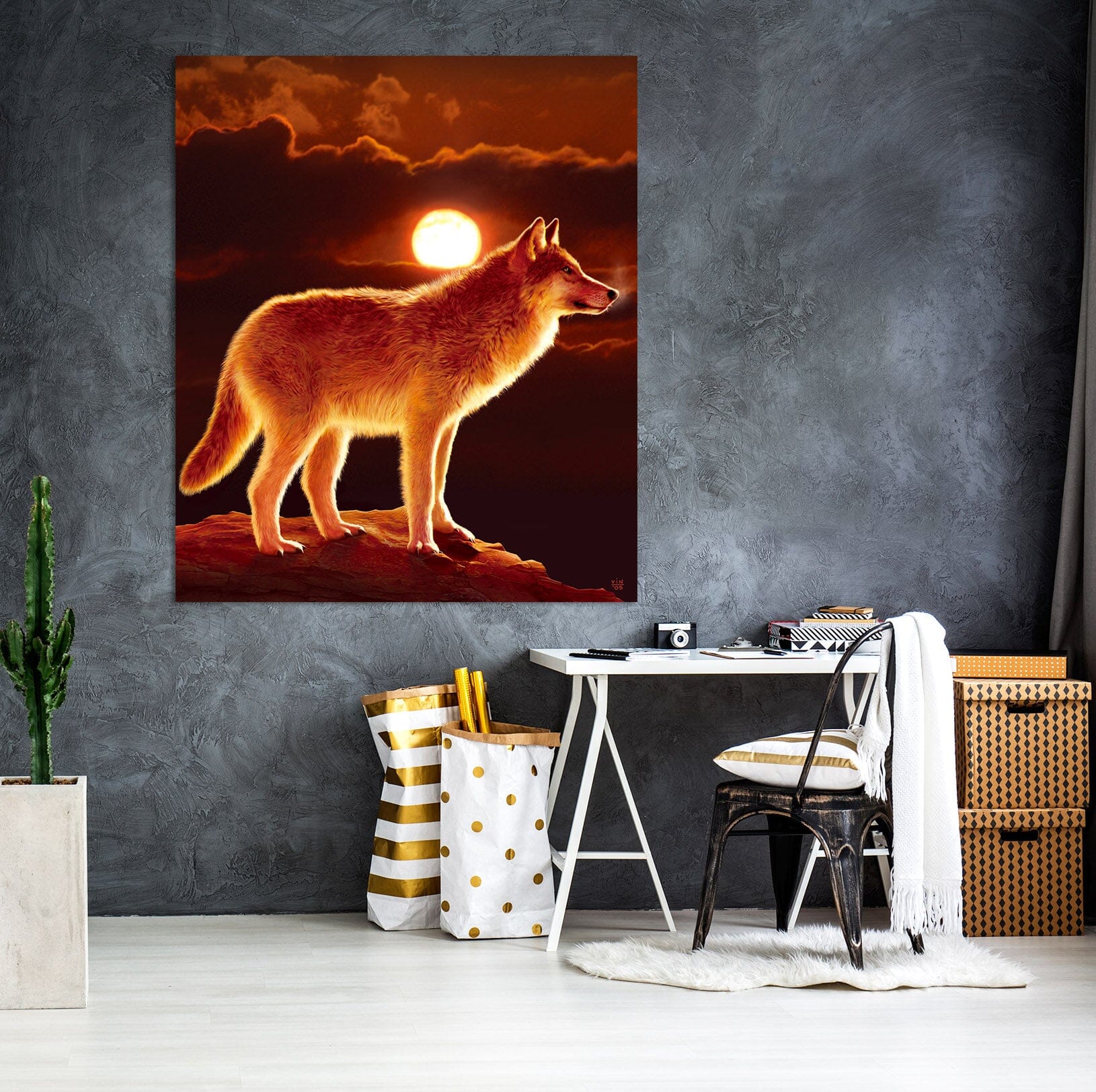 3D Sunset Wolf 076 Vincent Hie Wall Sticker Wallpaper AJ Wallpaper 2 