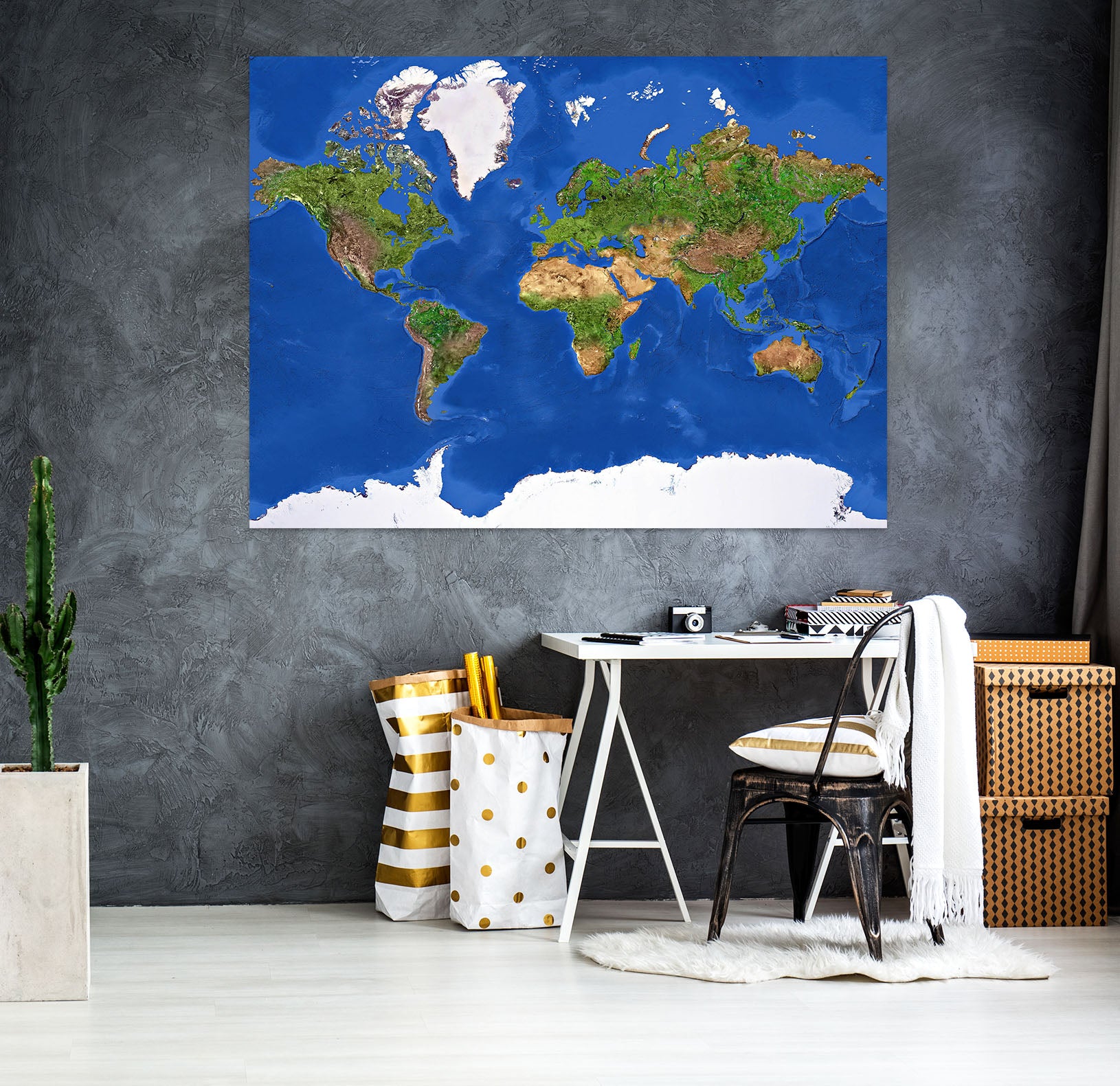 3D Green Space 124 World Map Wall Sticker