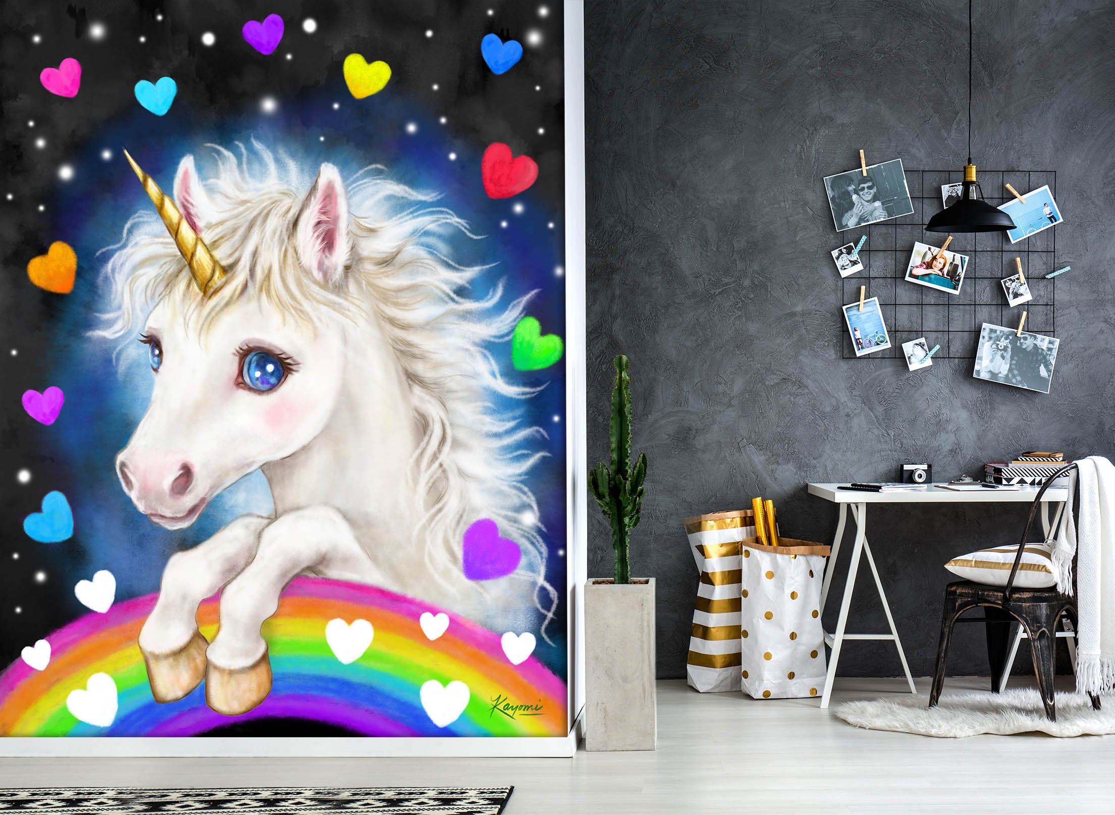 3D Colorful Love Unicorn 5559 Kayomi Harai Wall Mural Wall Murals