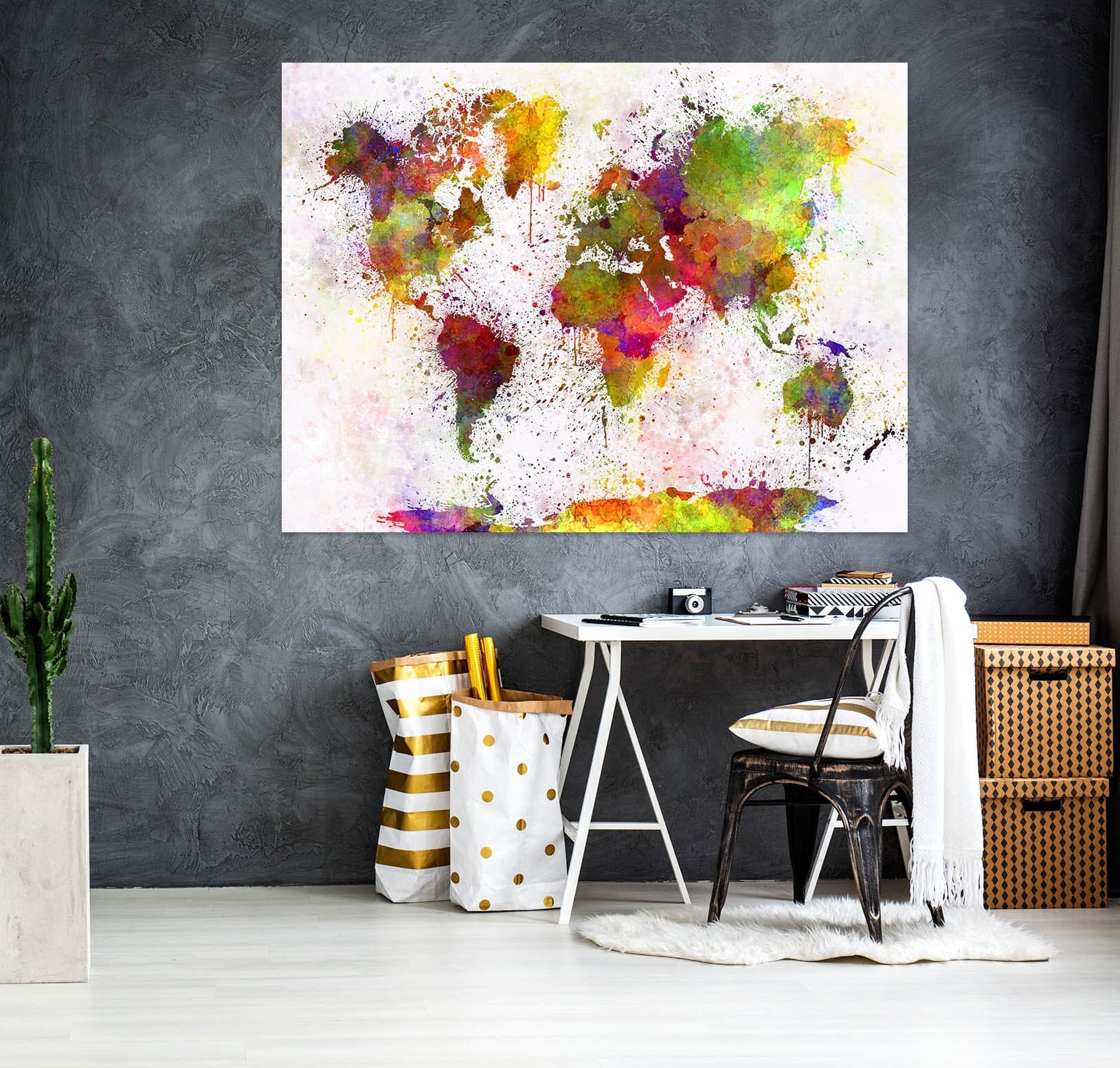 3D Color Splash 213 World Map Wall Sticker Wallpaper AJ Wallpaper 2 