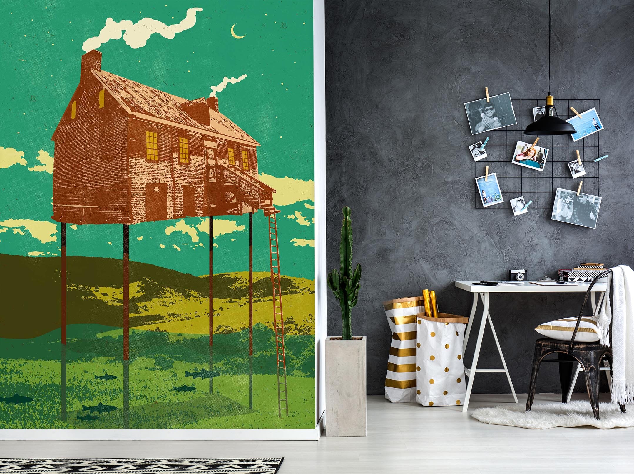 3D River House 1412 Showdeer Wall Mural Wall Murals Wallpaper AJ Wallpaper 2 