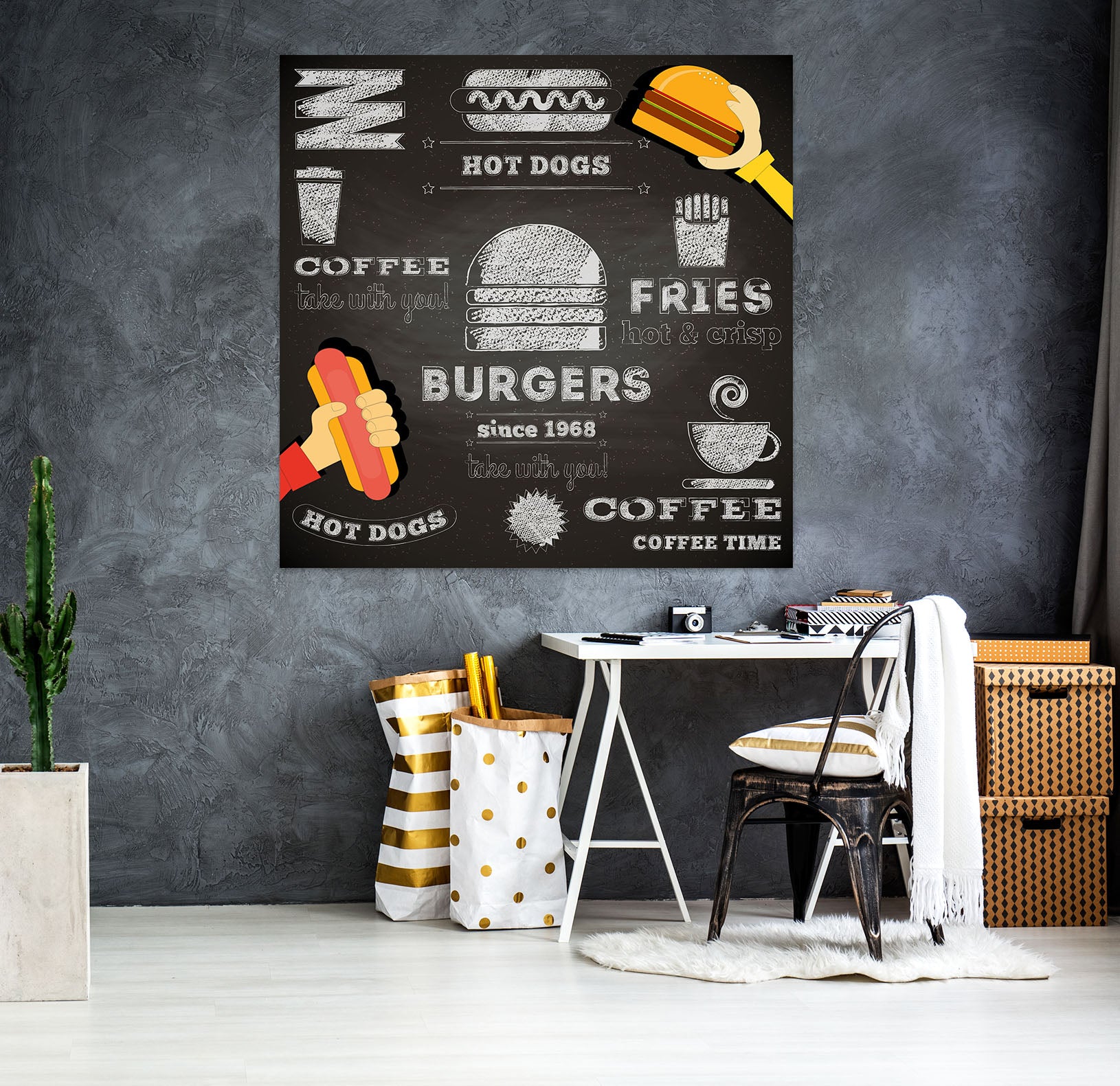 3D Hamburger Hot Dog 1075 Wall Sticker