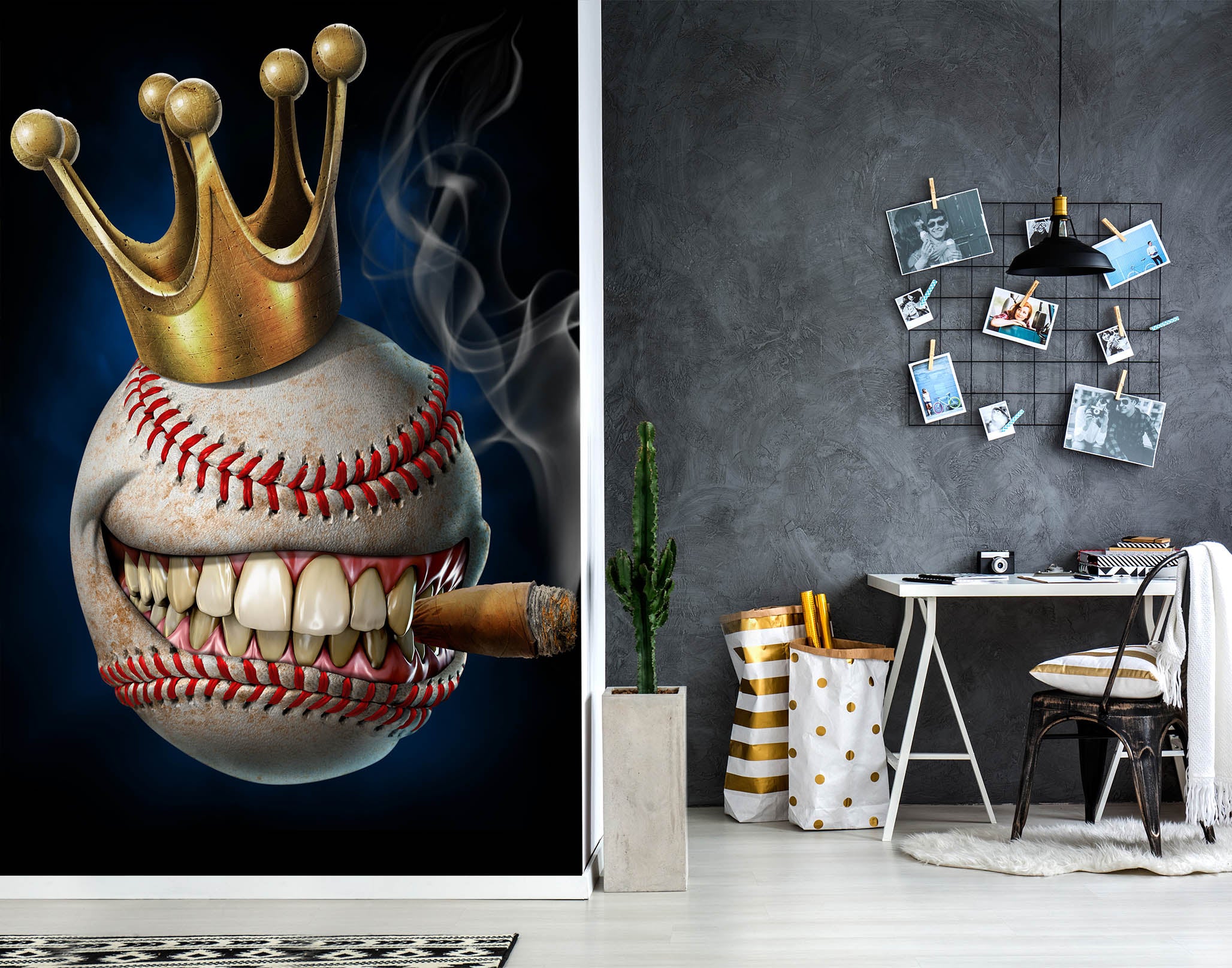 3D Crown Teeth Baseball 5011 Tom Wood Wall Mural Wall Murals