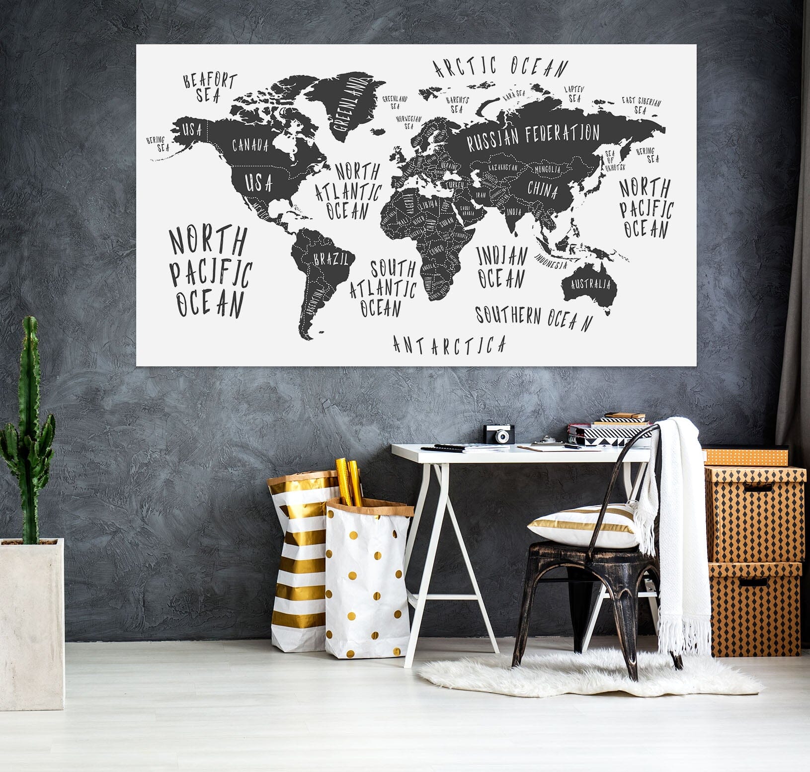 3D Black Island 266 World Map Wall Sticker Wallpaper AJ Wallpaper 2 