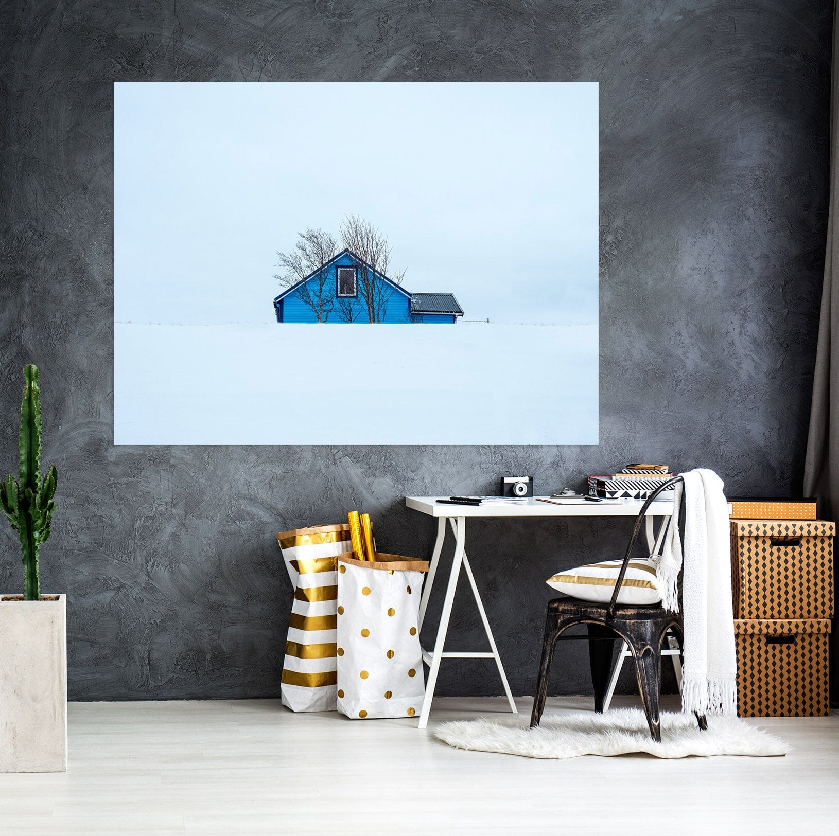 3D Little Blue House 172 Marco Carmassi Wall Sticker Wallpaper AJ Wallpaper 2 