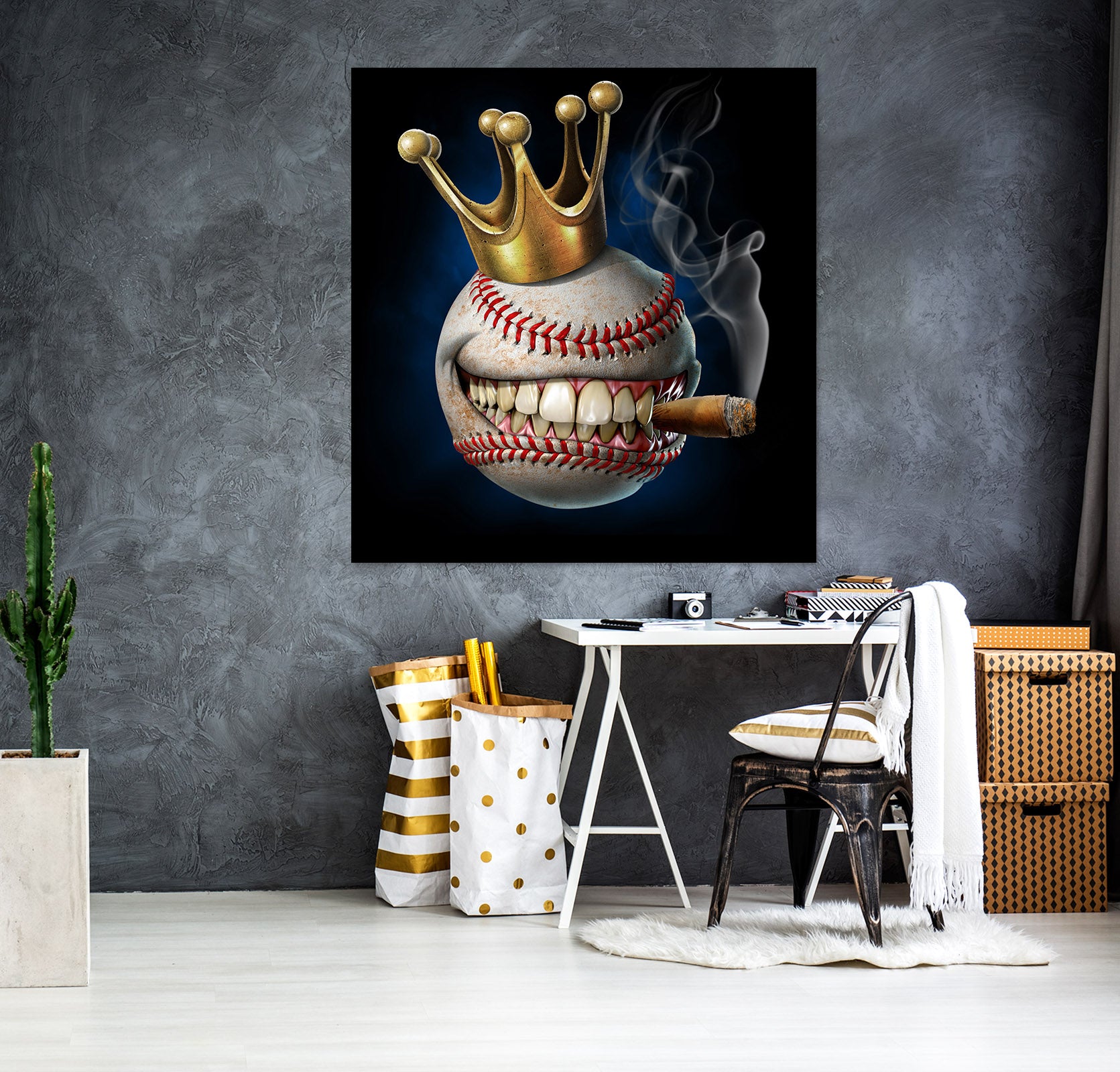 3D Crown Teeth Baseball 5108 Tom Wood Wall Sticker
